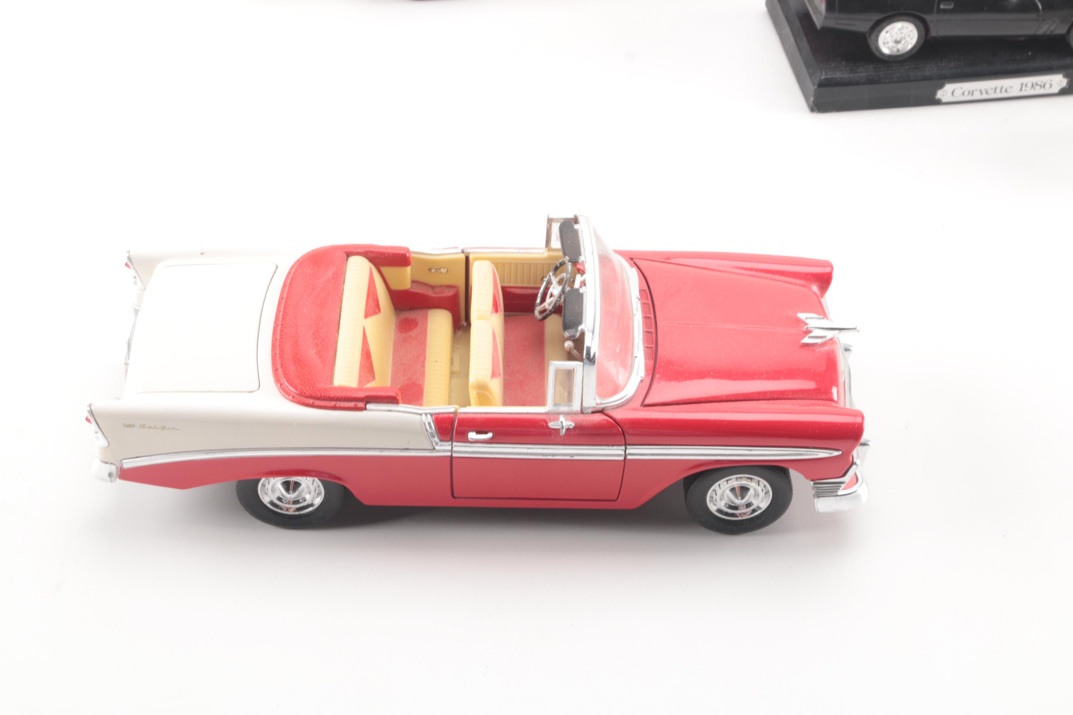 Collection of Eight Model Cars and One Metal Plaque