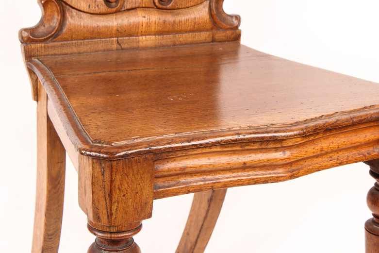Antique 19th Century Carved Oak Hall Chair