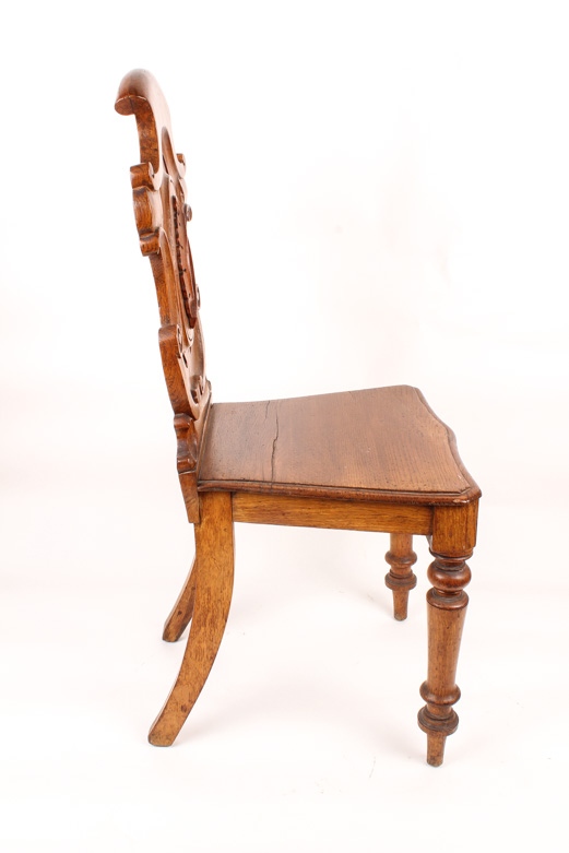 Antique 19th Century Carved Oak Hall Chair