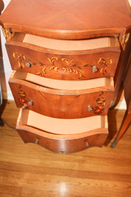 Pair of Vintage French-Inspired Tole Painted Nightstands