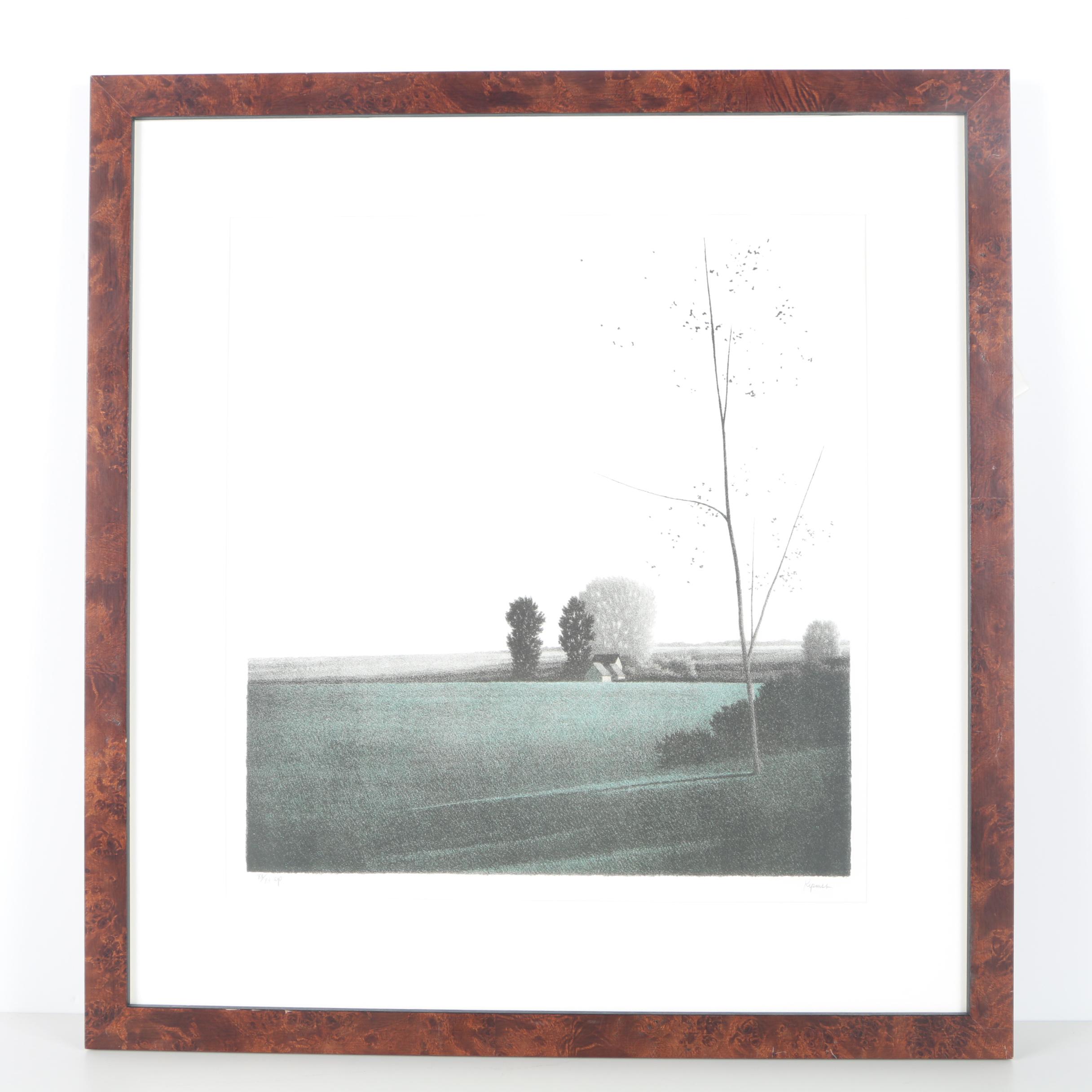 Robert Kipniss Artist Proof Lithograph "Fields at Morning"