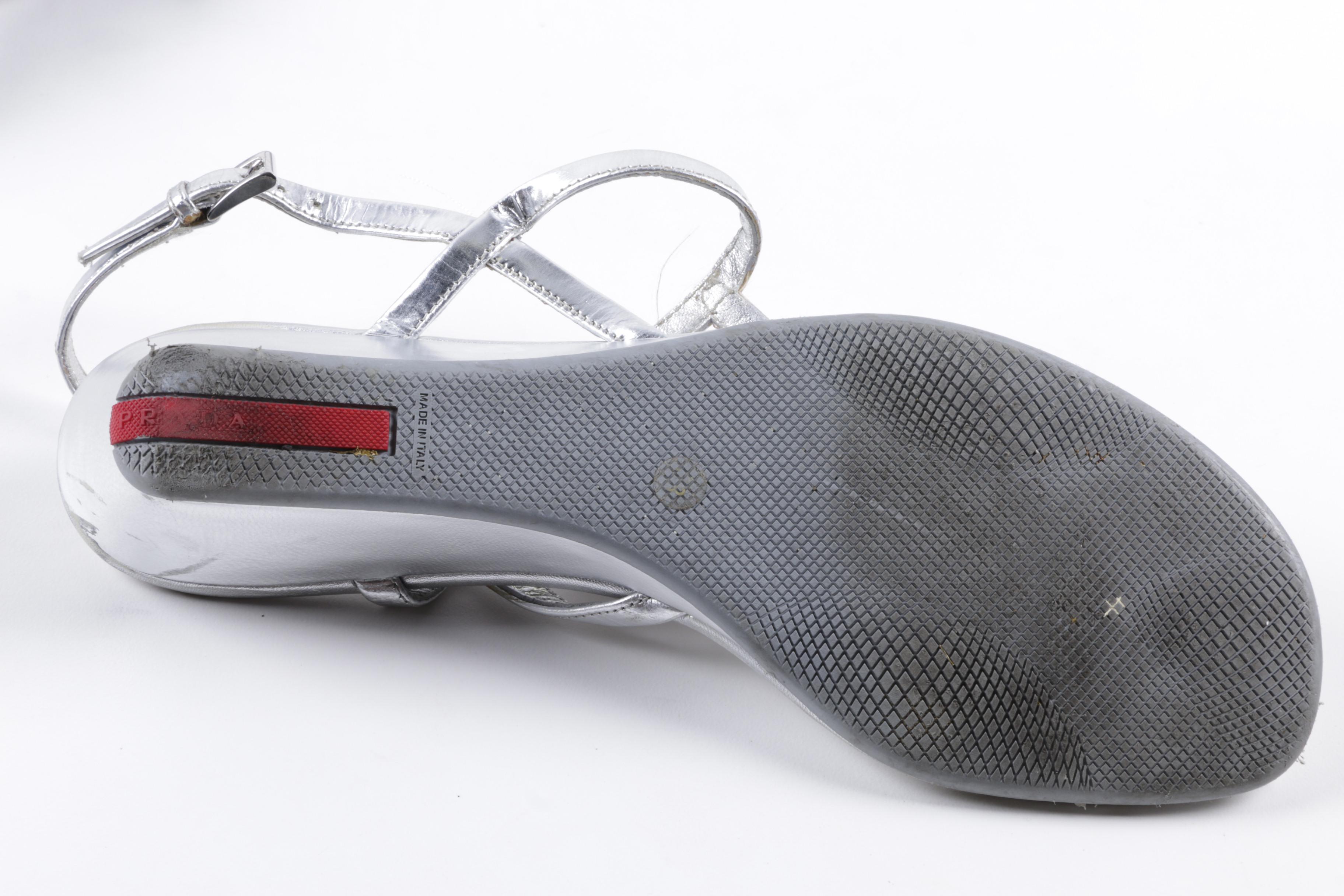 Prada Metallic Sandals