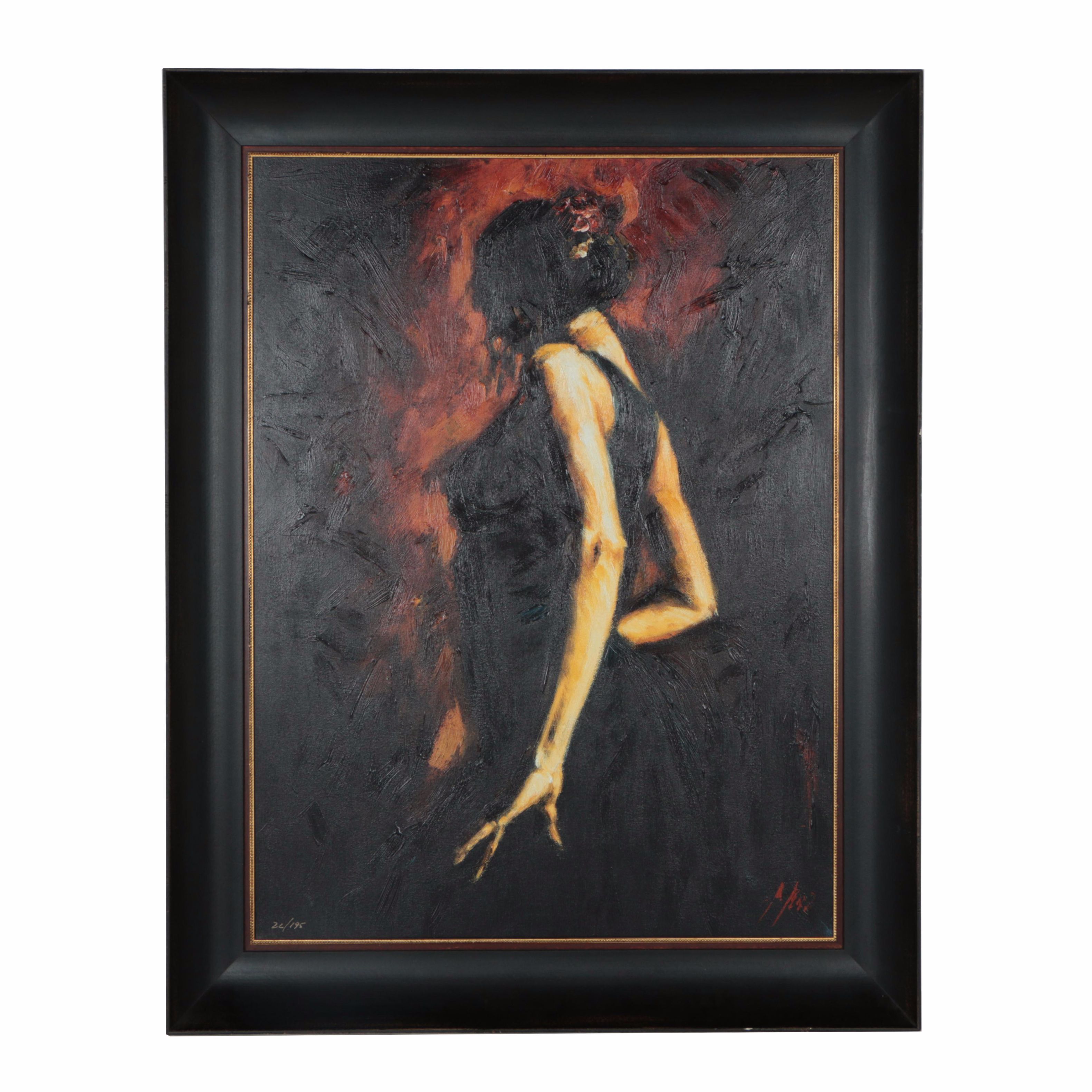 Fabian Perez Limited Edition Hand Embellished Giclee on Canvas "Flamenco"