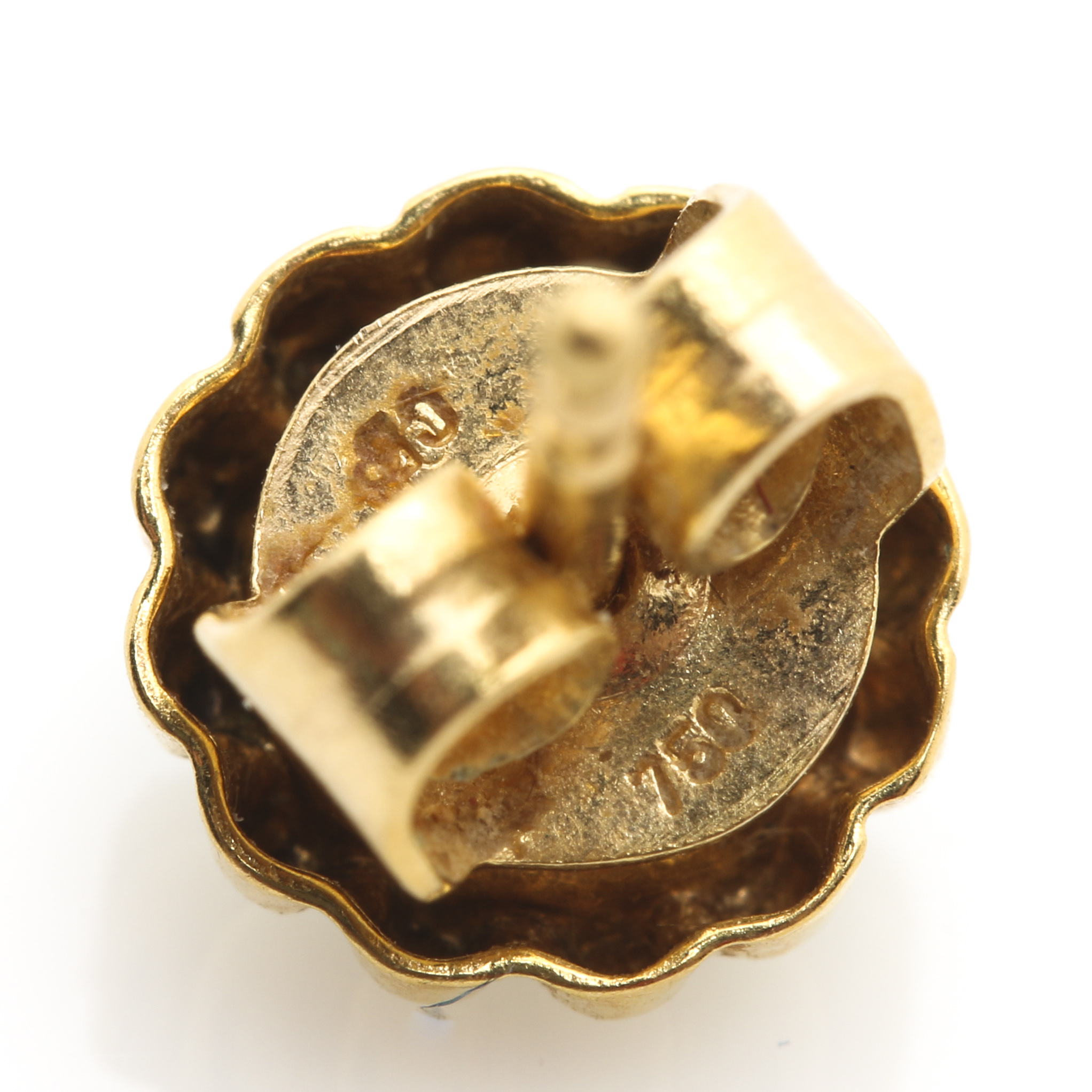 18K Yellow Gold Earrings Including Turquoise