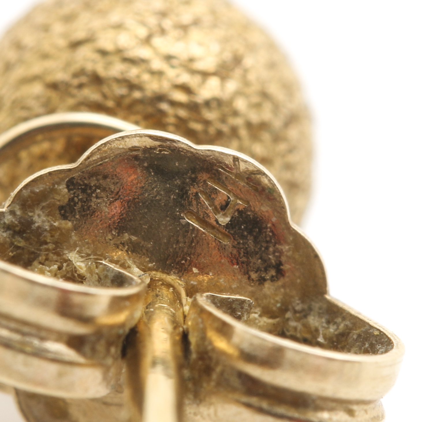 Two Pairs of 14K Yellow Gold Earrings Featuring Peridot and Chalcedony