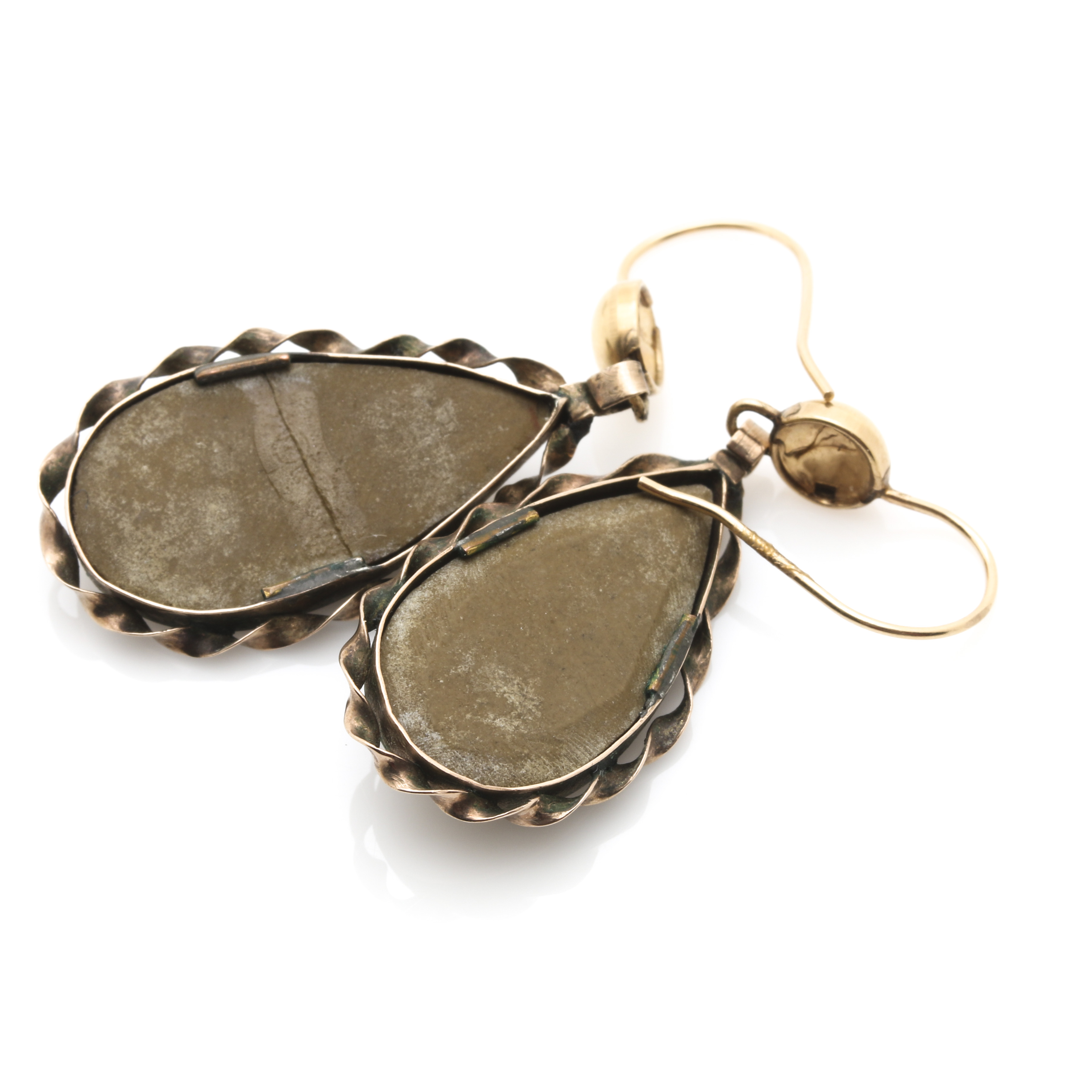 14K Yellow Gold Dangle Earrings With Brooch