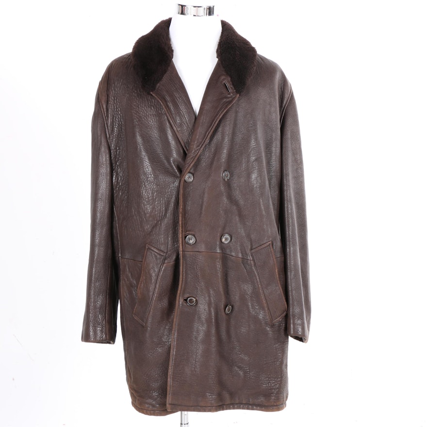 Men's Giorgio Armani Le Collezioni Goatskin Leather Coat