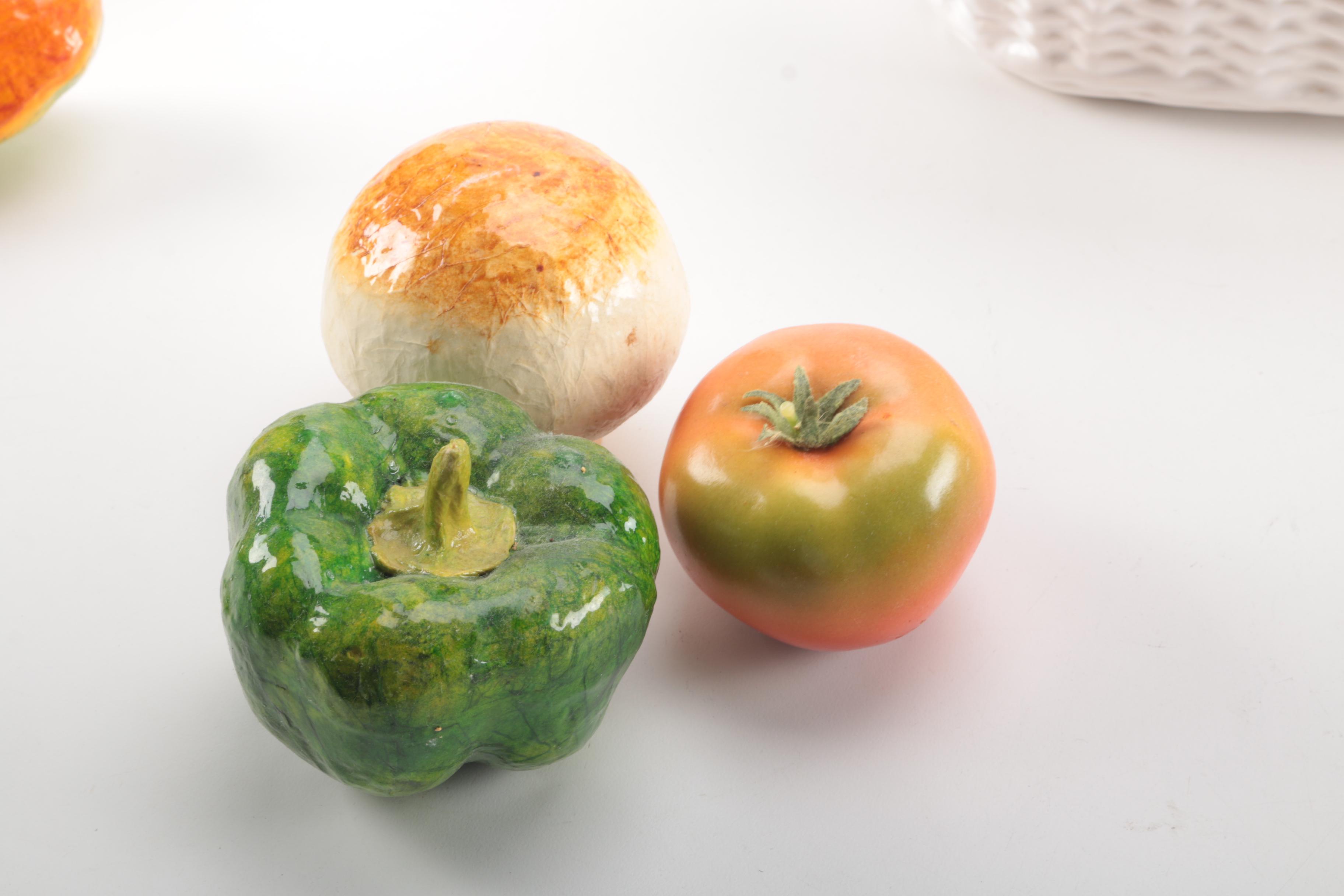 Ceramic Basket of Artificial Fruit