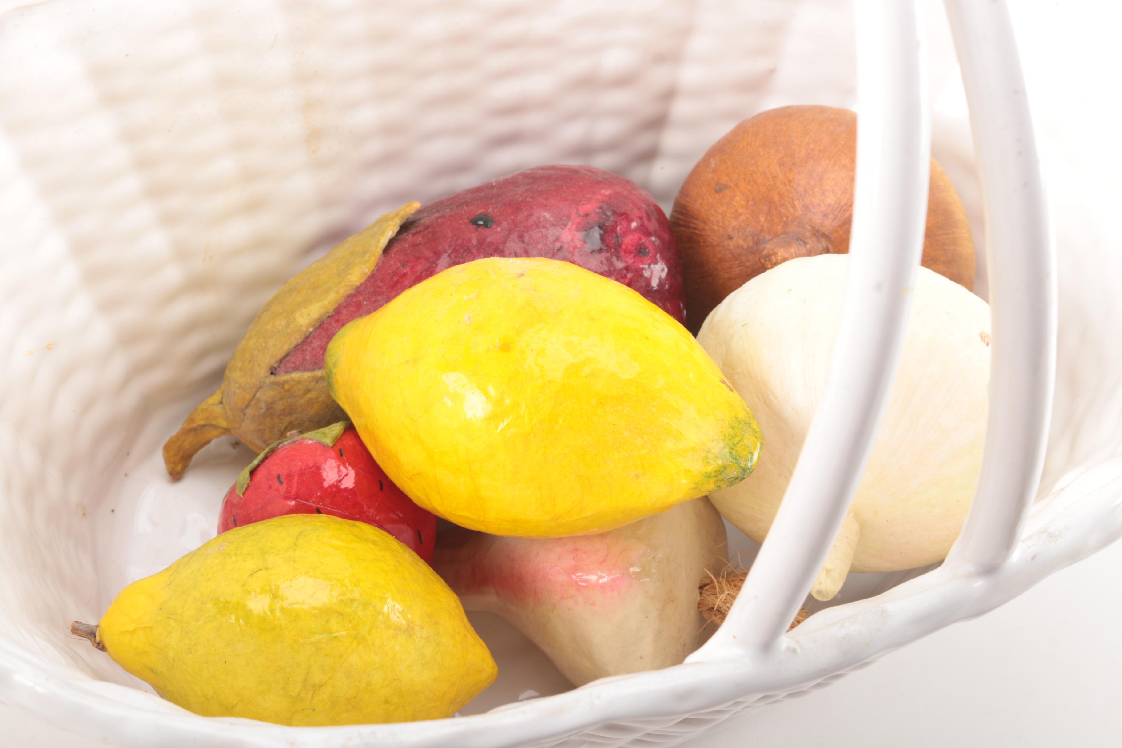 Ceramic Basket of Artificial Fruit