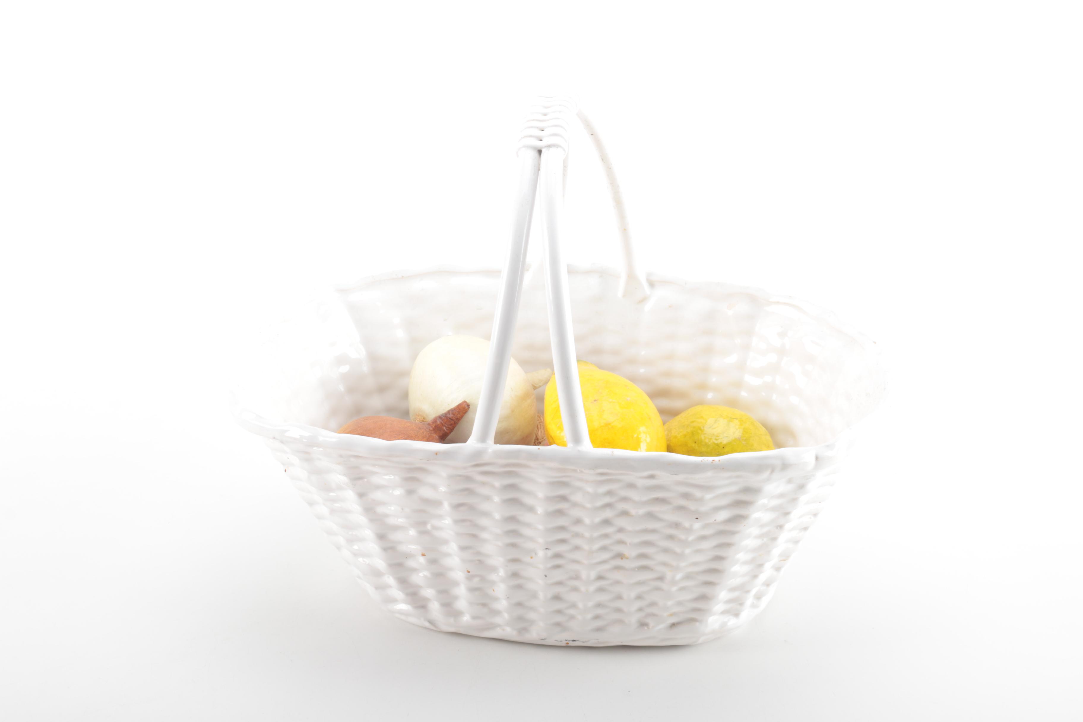 Ceramic Basket of Artificial Fruit