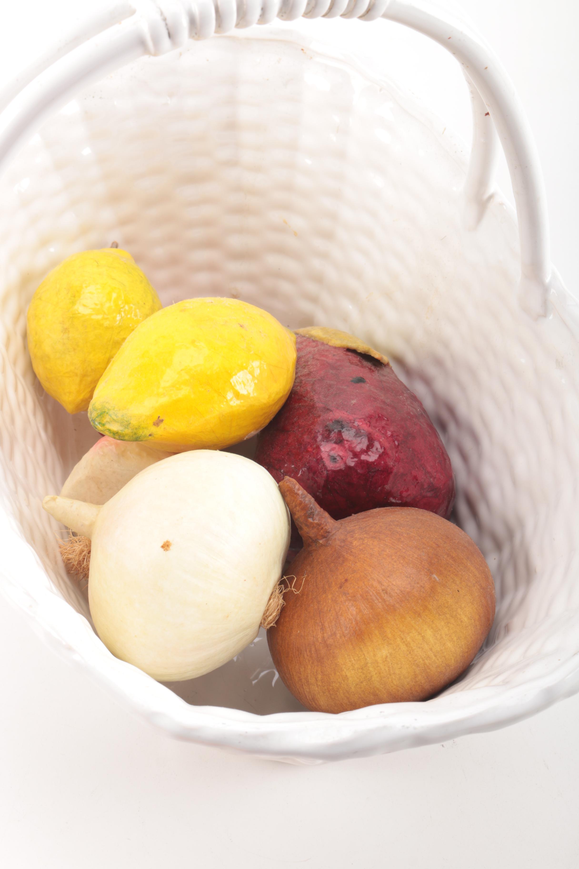 Ceramic Basket of Artificial Fruit