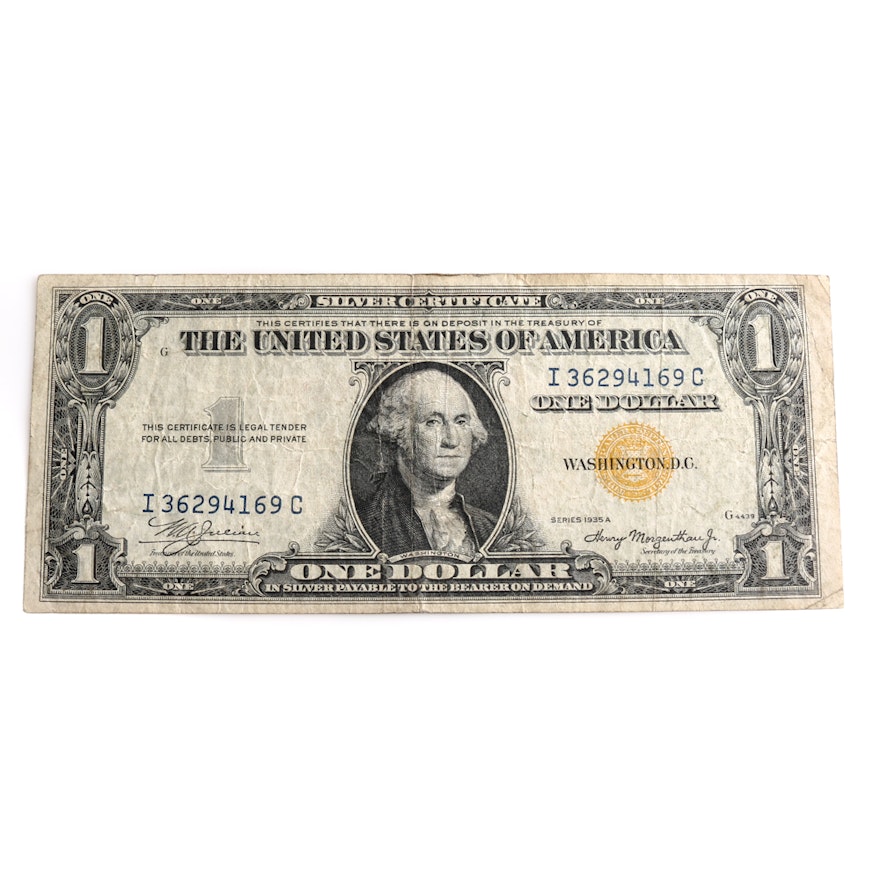 Series 1935 Series A $1 Yellow Seal Silver Certificate