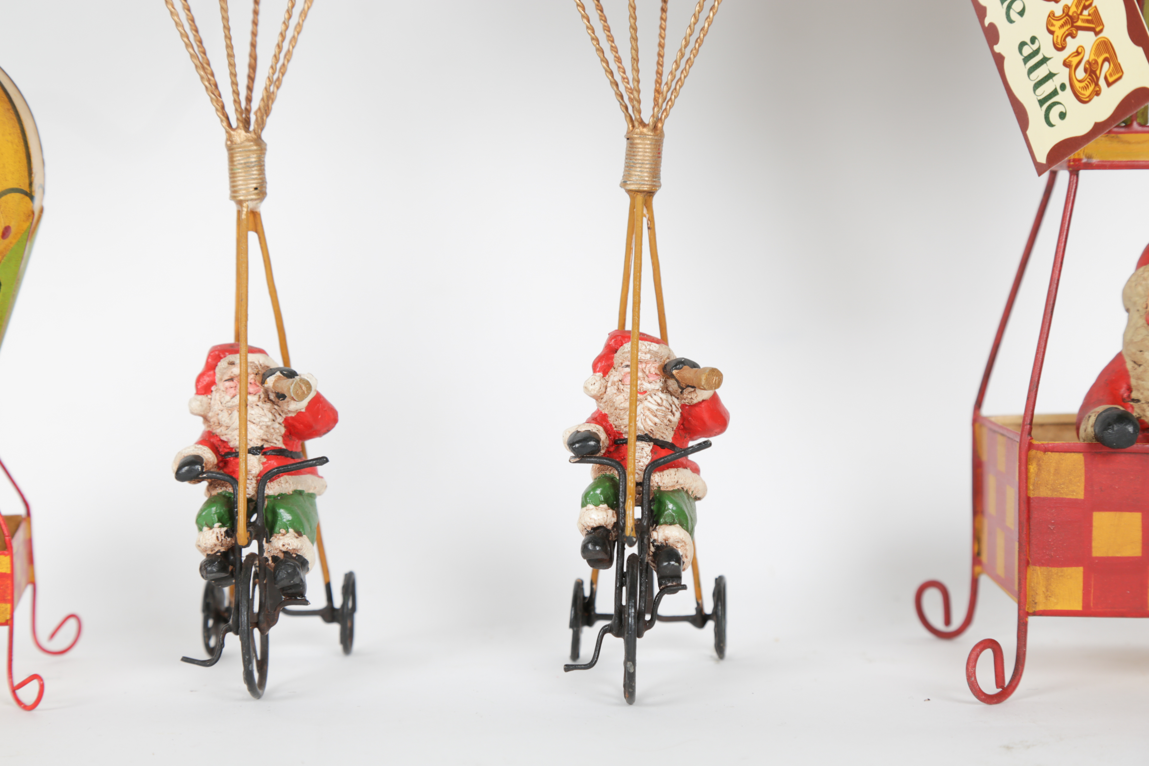 Set of Toys in the Attic "Santa in Hot Air Balloon" Tin Figures by Department 56