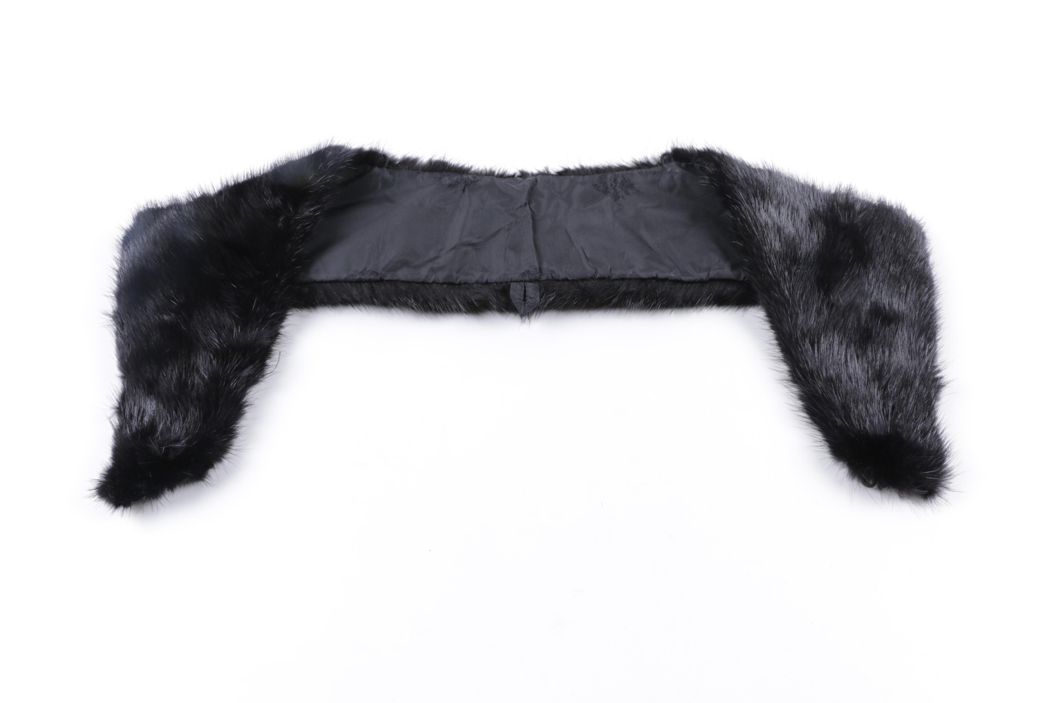 Black Mink Collar and Ear Muffs