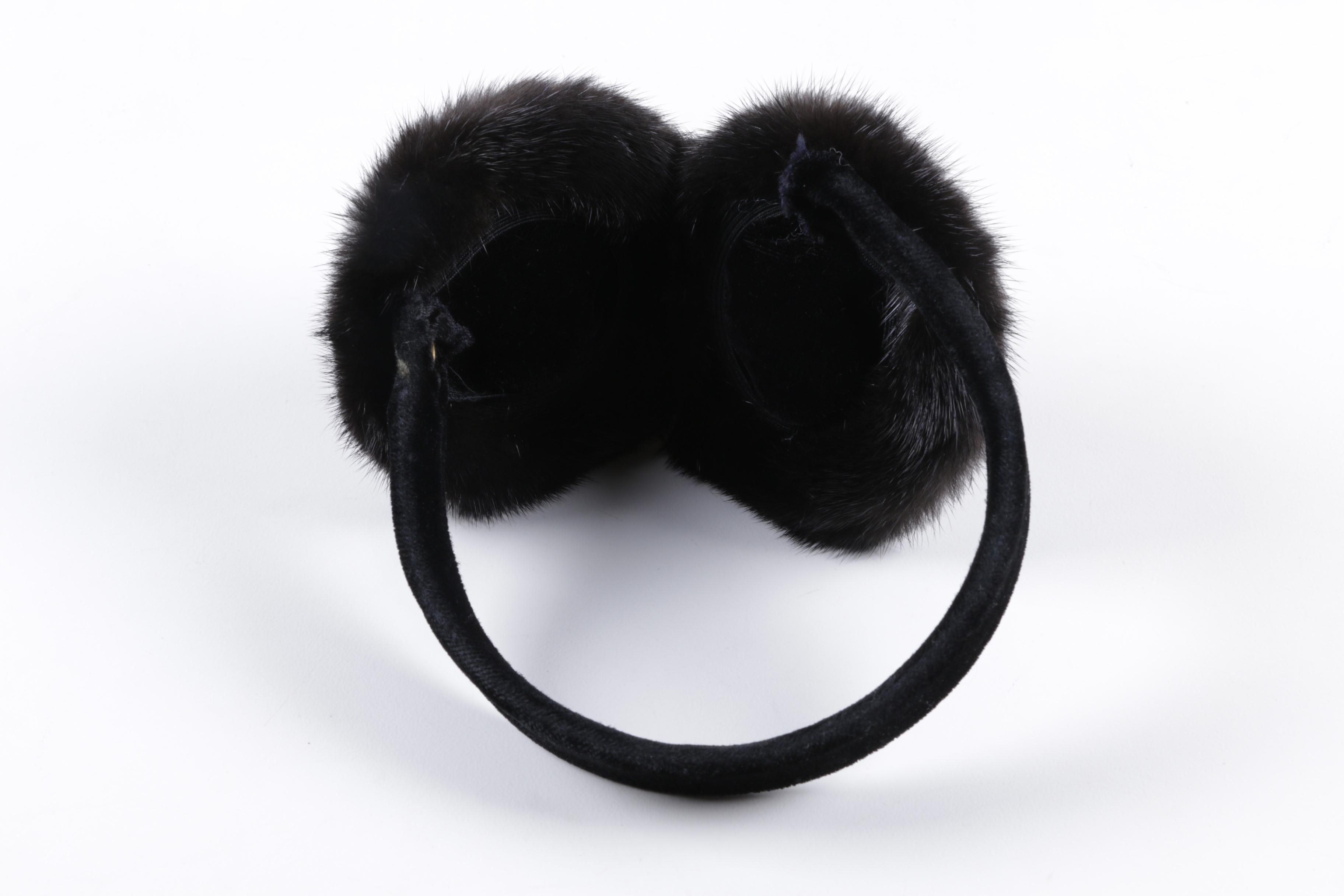 Black Mink Collar and Ear Muffs