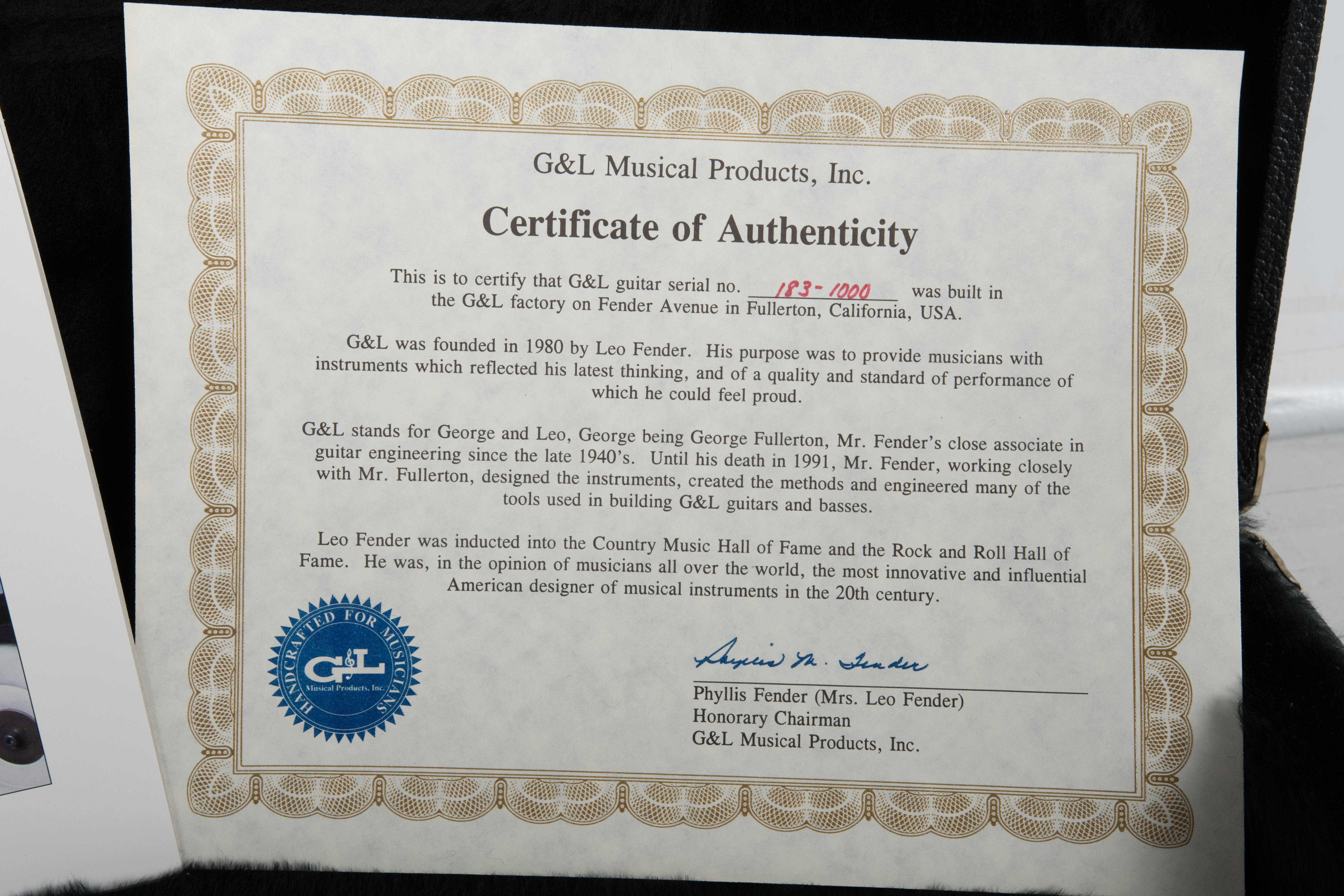 G&L Custom Leo Fender Commemorative Edition Electric Guitar