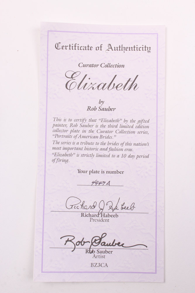 Rob Sauber "Portraits of American Brides" Collectors Plates