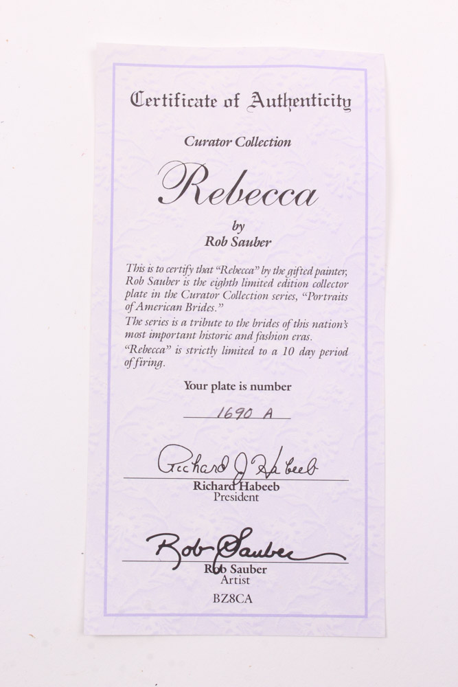 Rob Sauber "Portraits of American Brides" Collectors Plates