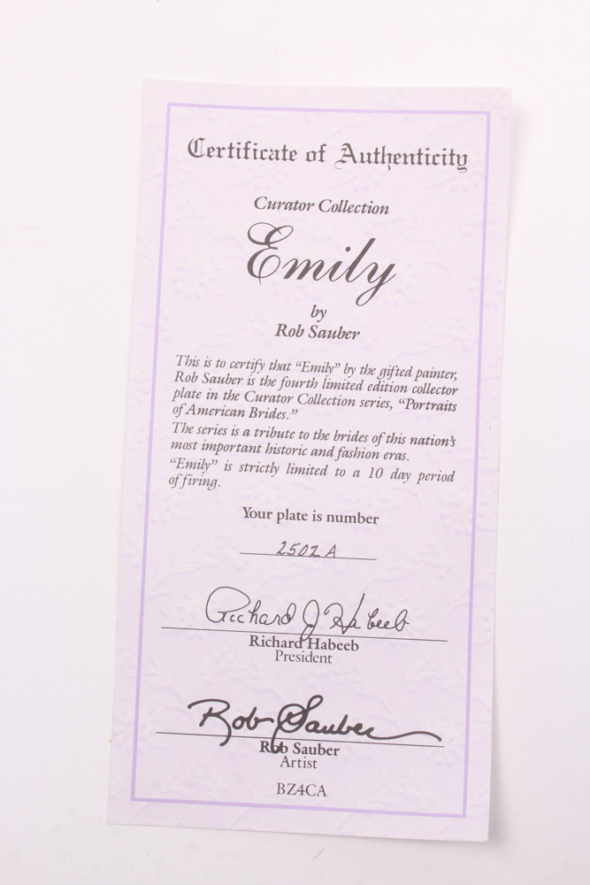 Rob Sauber "Portraits of American Brides" Collectors Plates