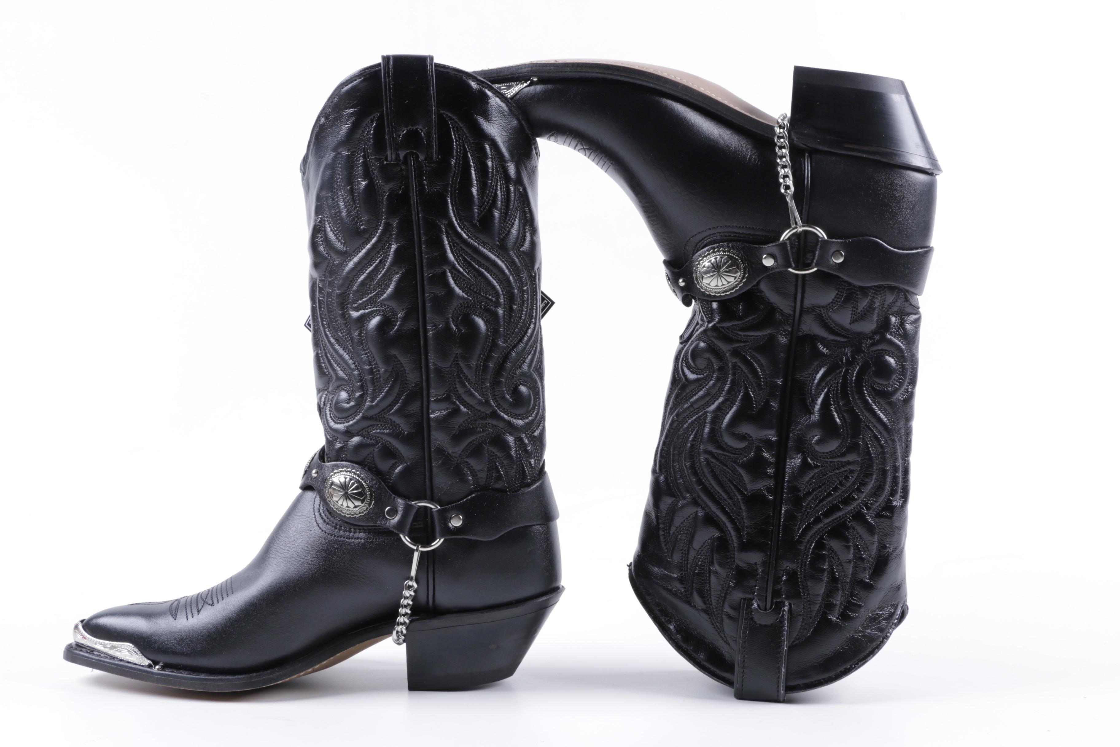 Women's Sage Leather Western Boots and Socks