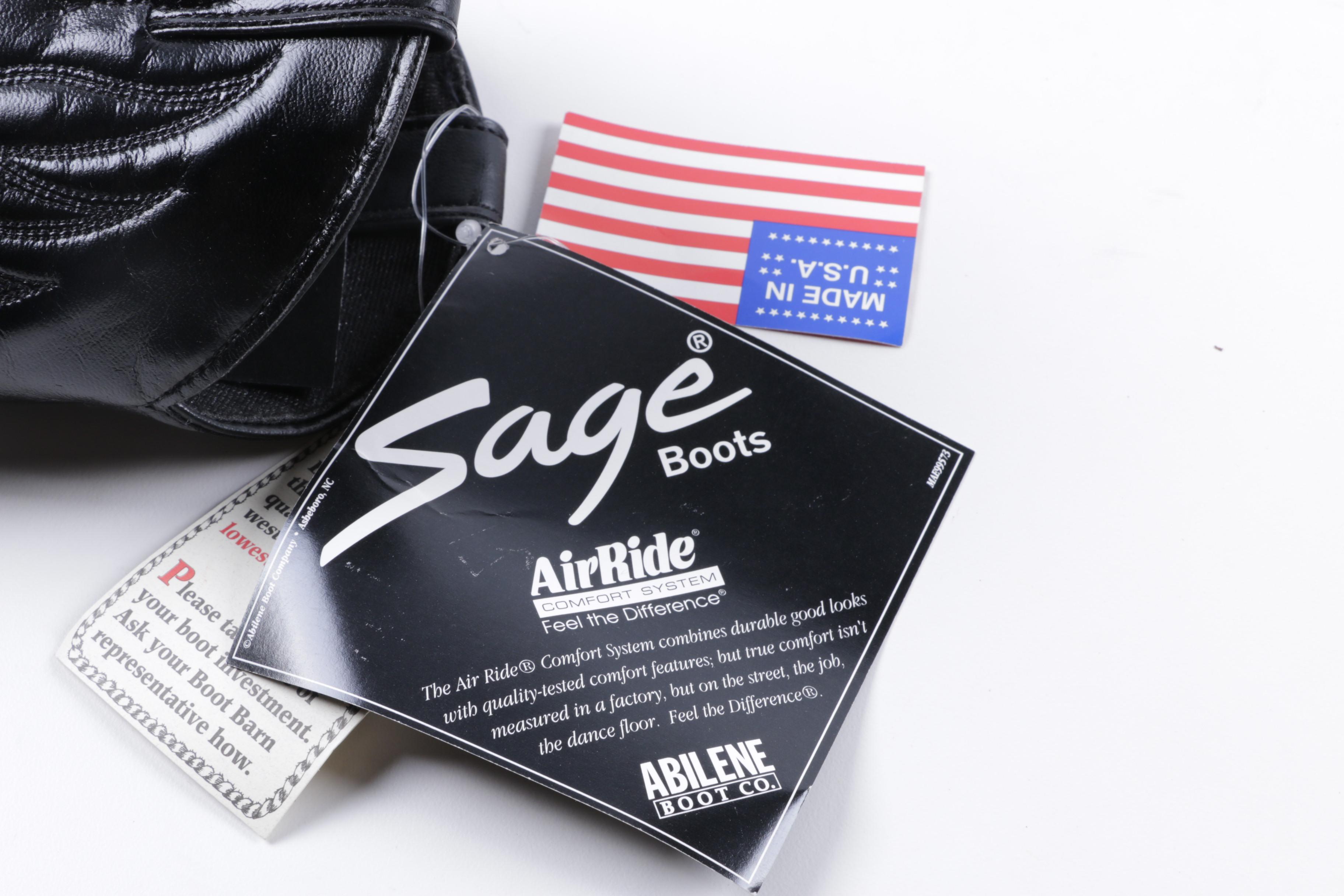 Women's Sage Leather Western Boots and Socks