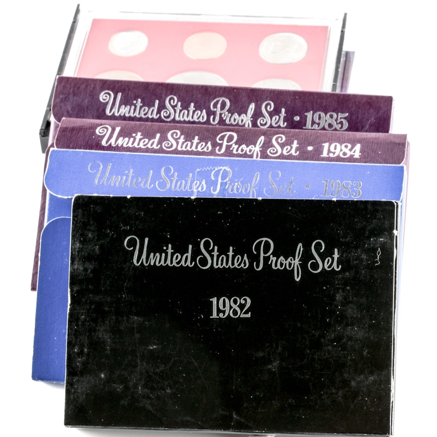 Group of four United States Proof Sets 1982-1985