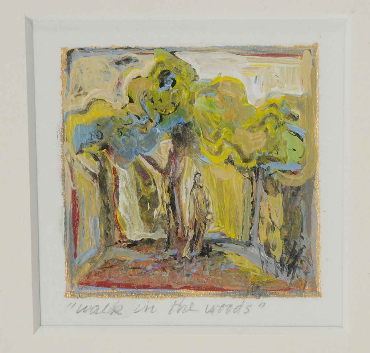 Amy Giust Original Acrylic Miniature on Paper "Walk in the Woods"