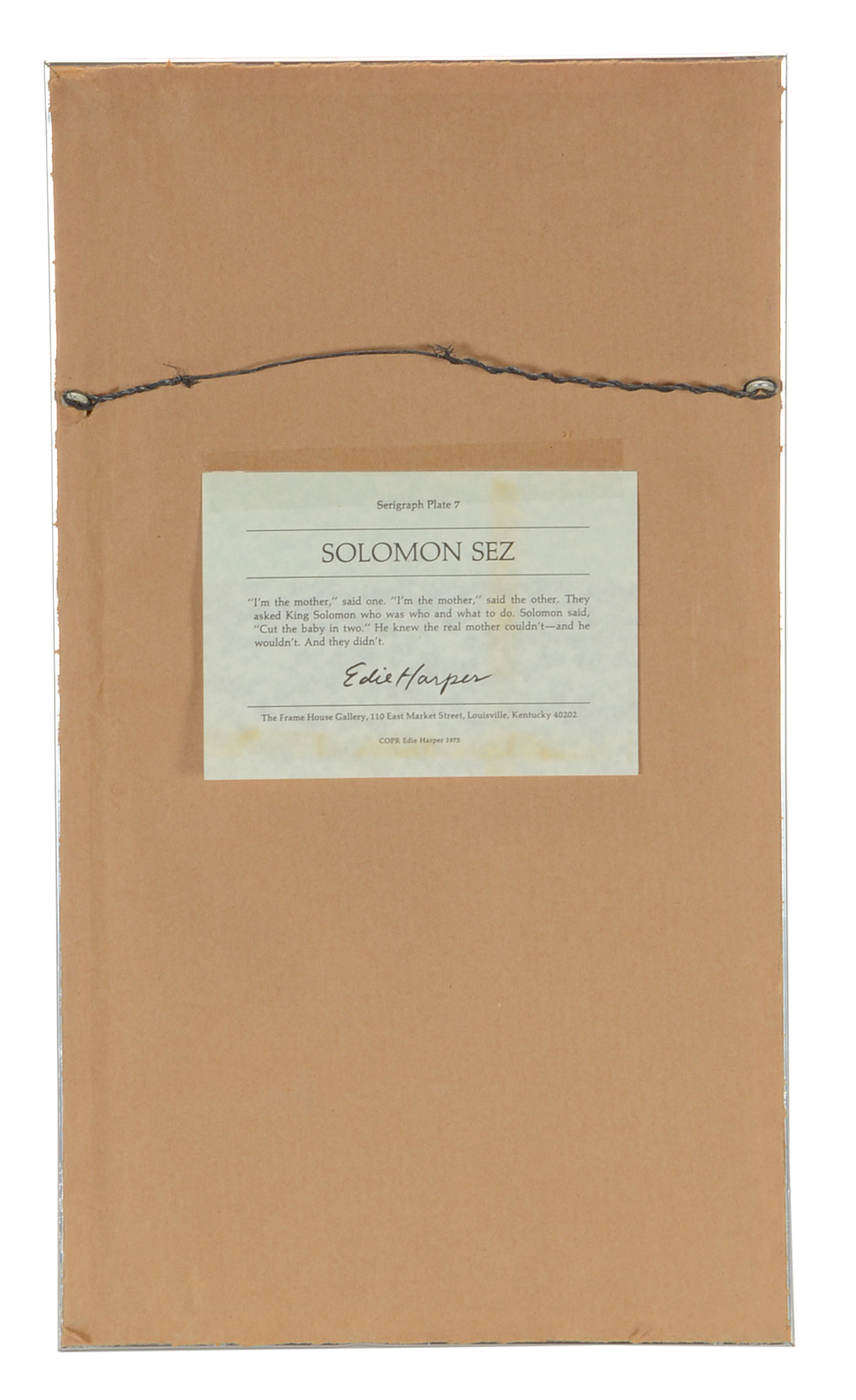 Edie Harper Signed 1975 Limited Edition Serigraph "Solomon Sez"