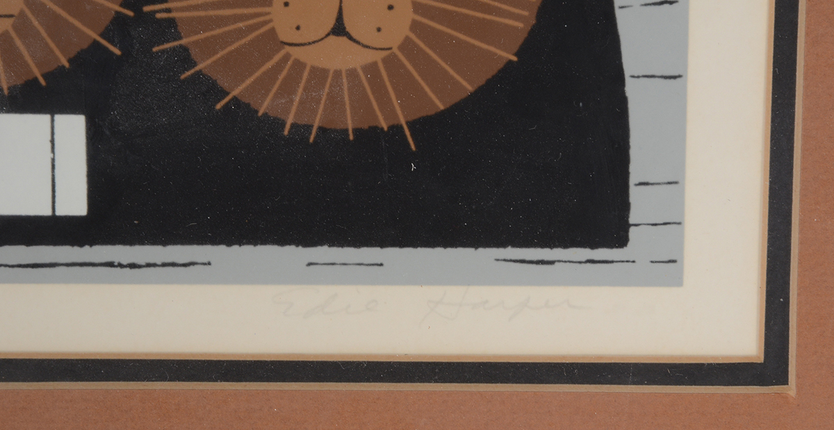 Edie Harper Signed Limited Edition Serigraph "Dan's Den"