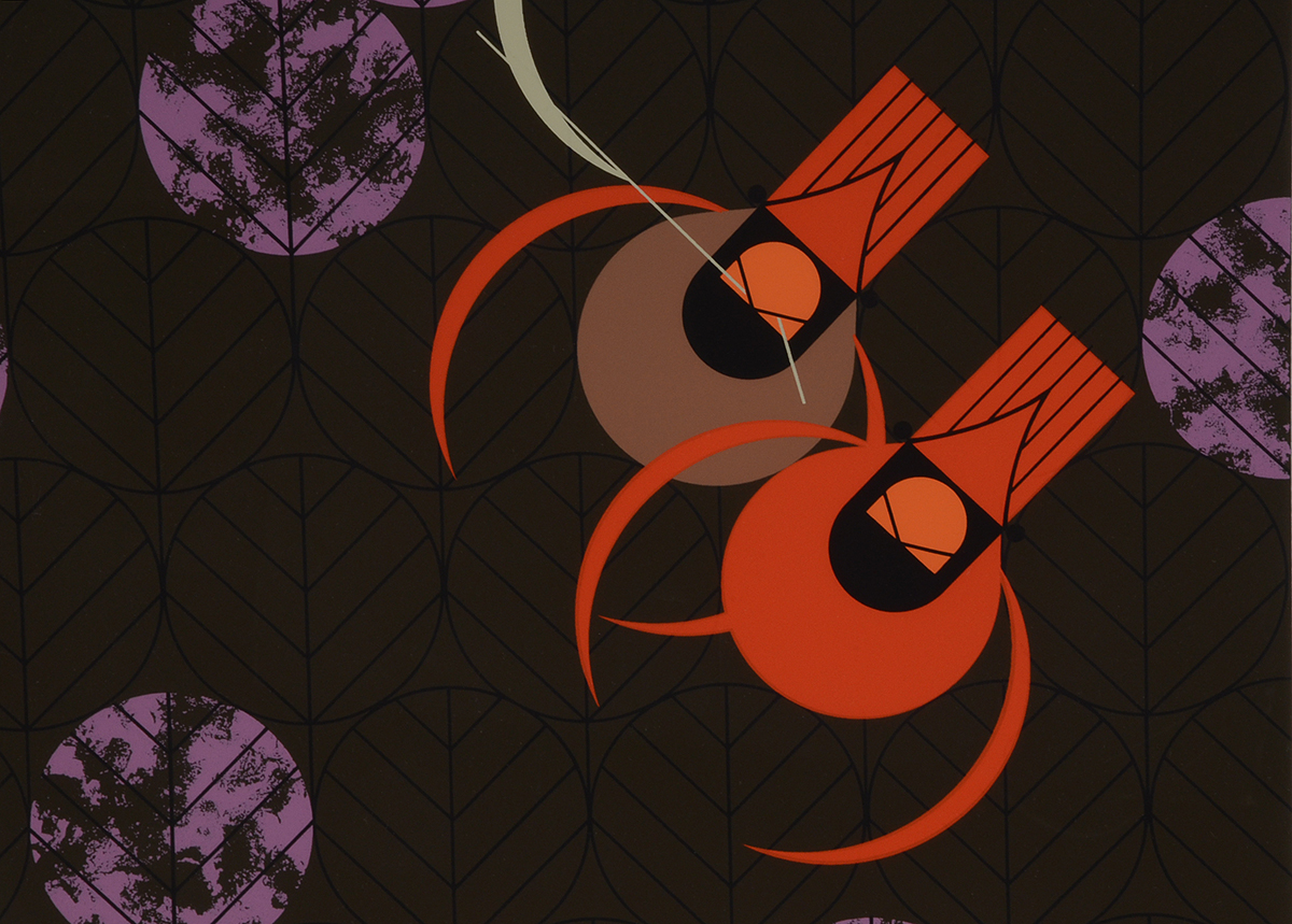 Charley Harper Signed Limited Edition Serigraph "Redbirds and Redbuds"