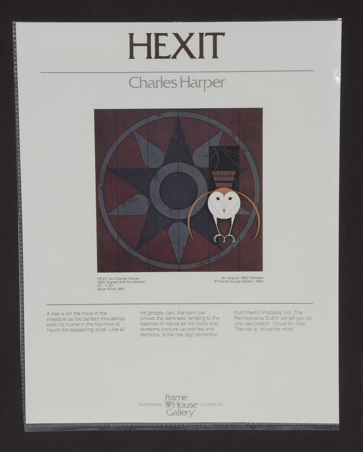 Charley Harper Signed Limited Edition Serigraph "Hexit"