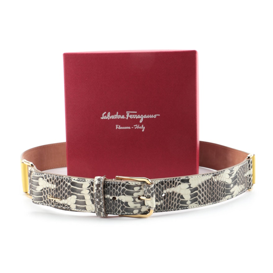 Salvatore Ferragamo Snakeskin and Leather Belt