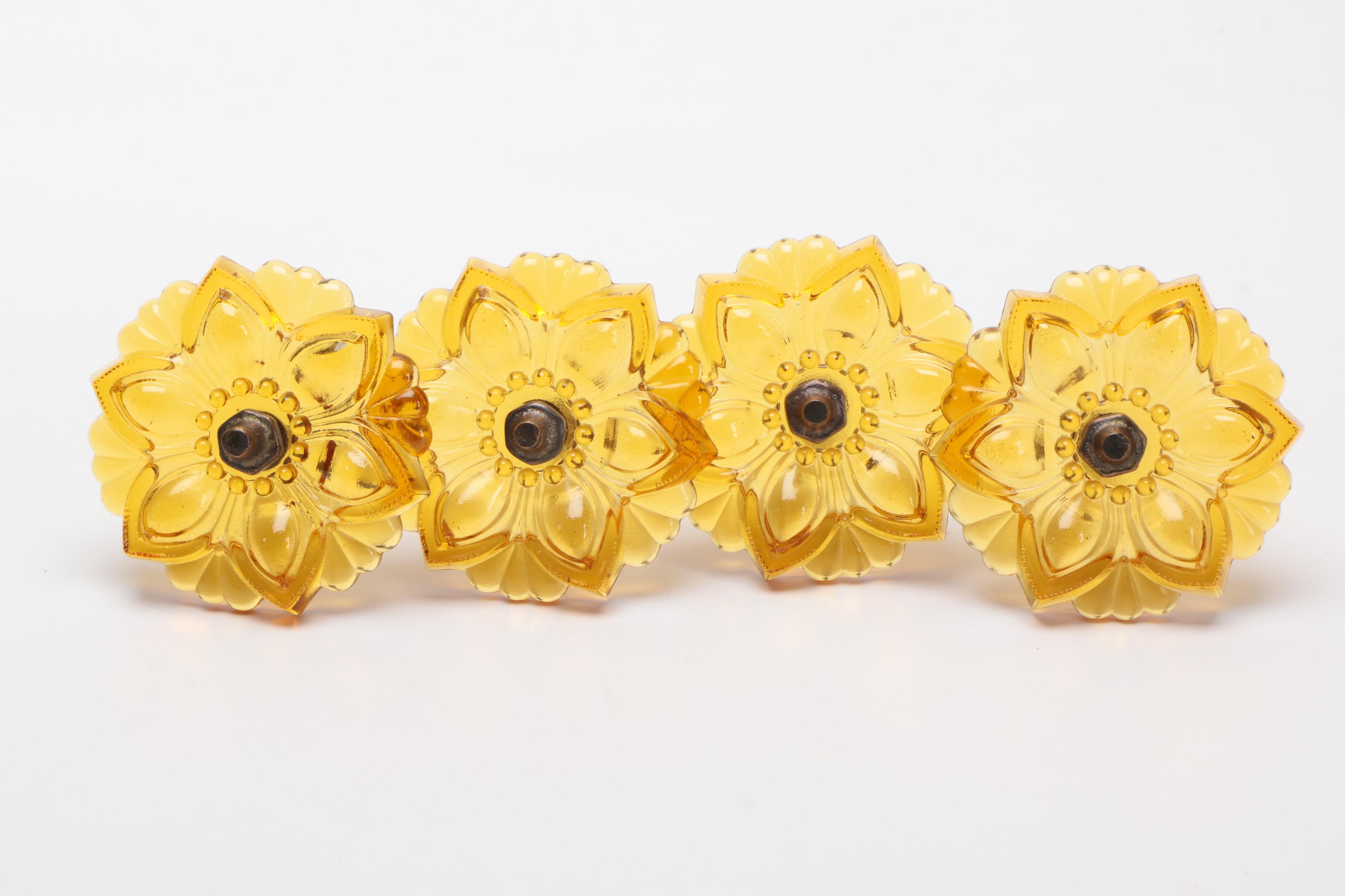 Vintage Amber Glass Curtain Tie Backs