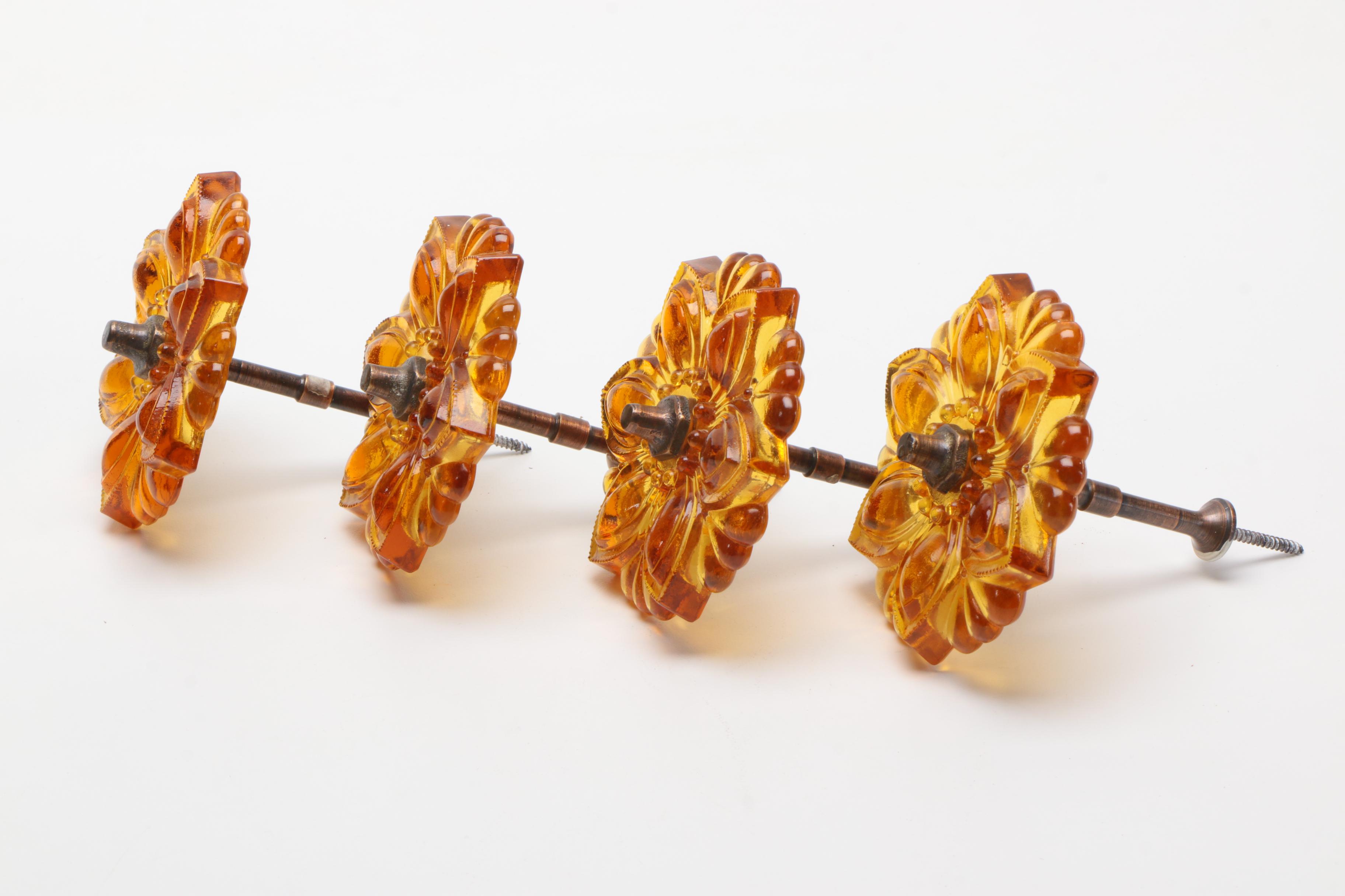 Vintage Amber Glass Curtain Tie Backs