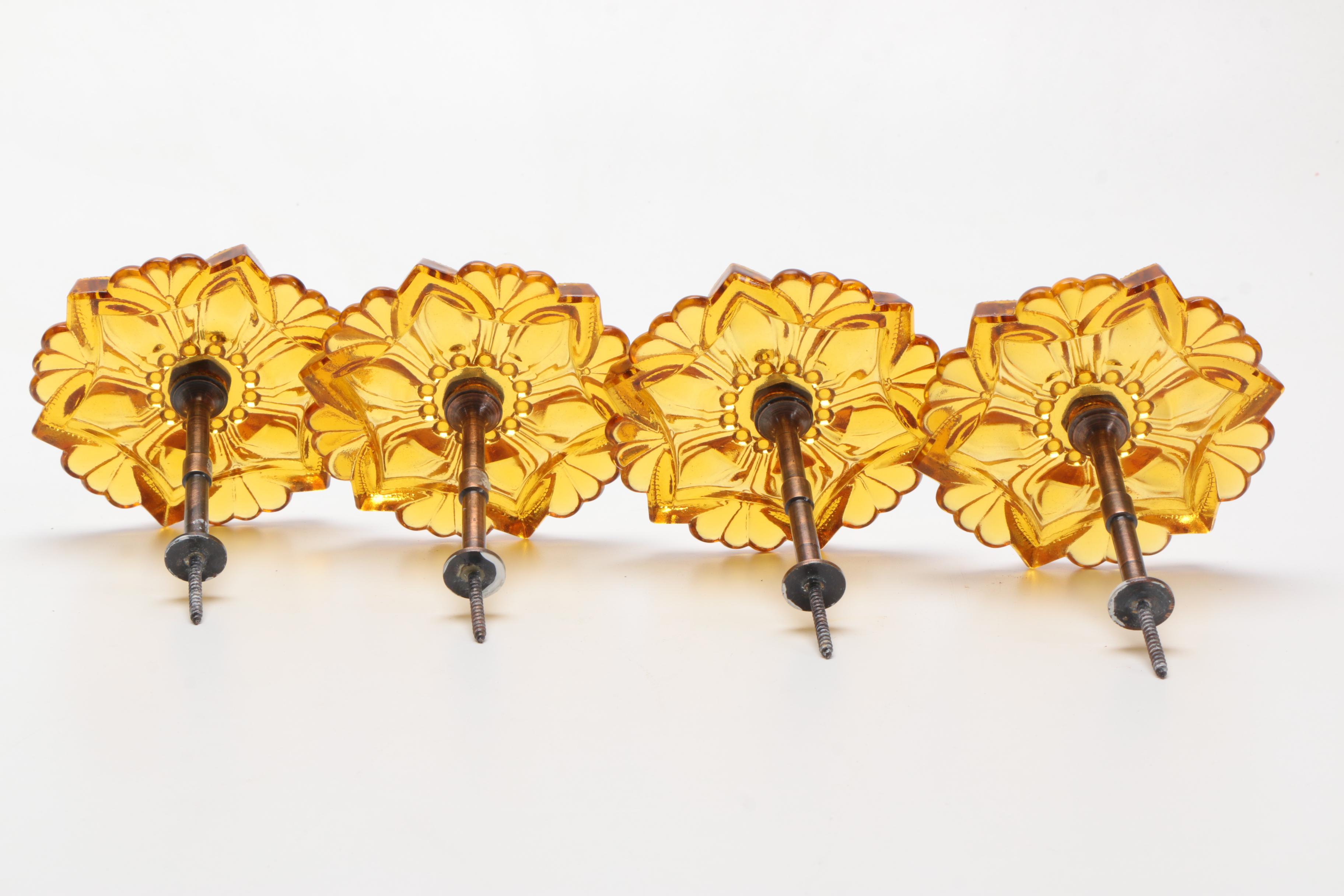 Vintage Amber Glass Curtain Tie Backs