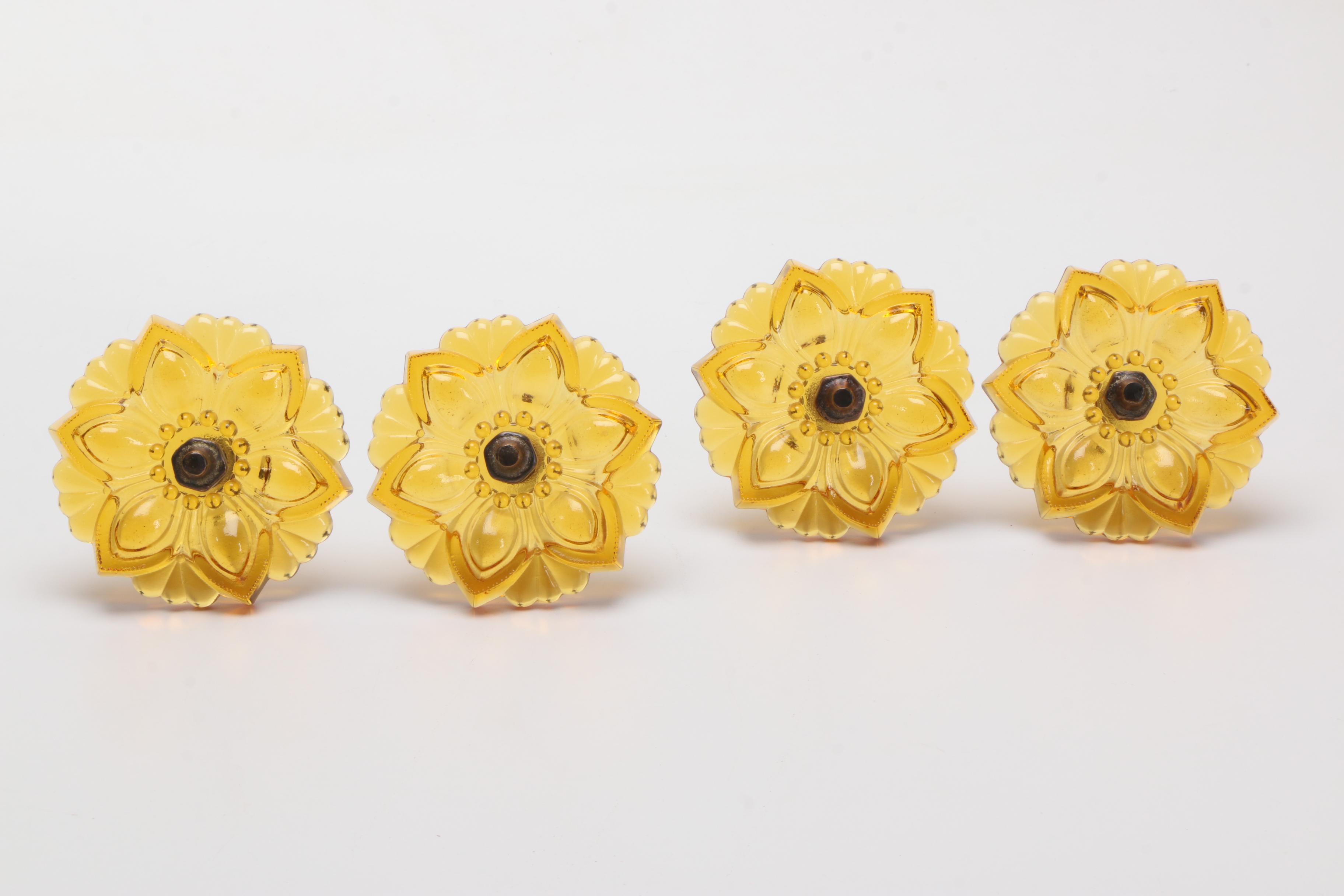 Vintage Amber Glass Curtain Tie Backs