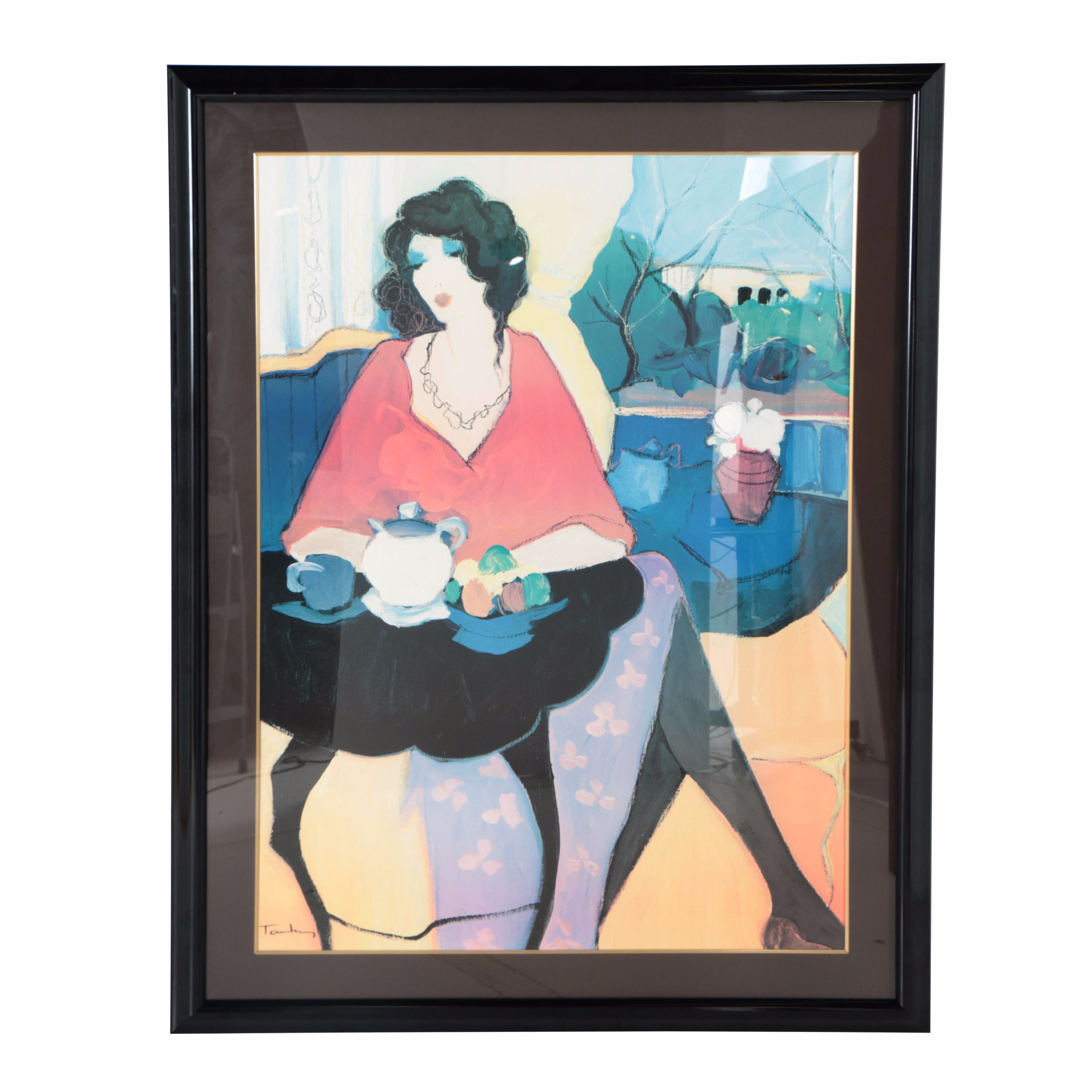 Offset Lithograph After Itzchak Tarkay's Painting "Teatime"