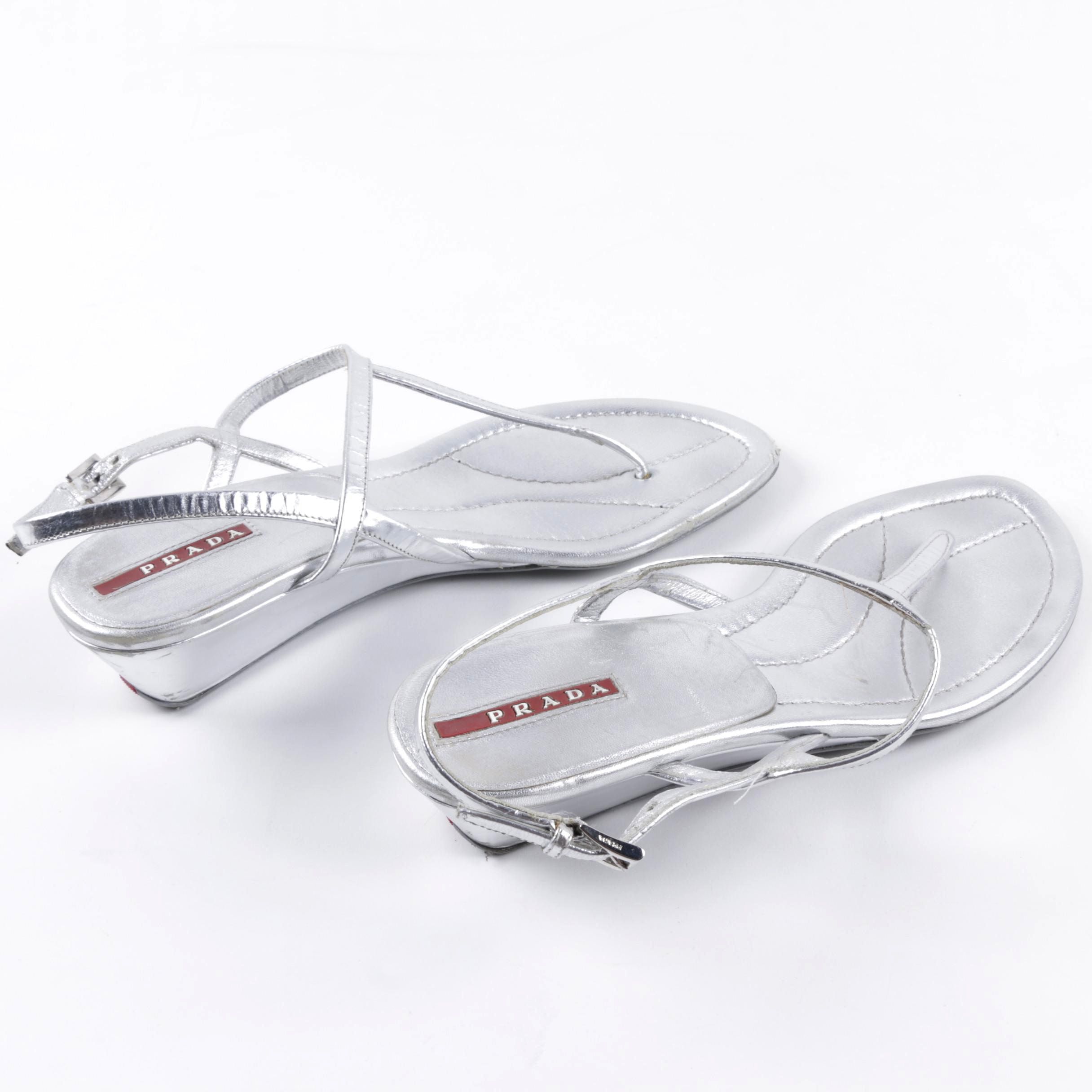 Prada Metallic Sandals