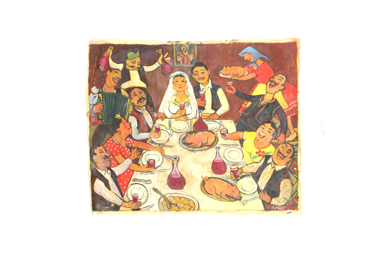 Collection of Four Eastern European Folk Art Cloth Paintings