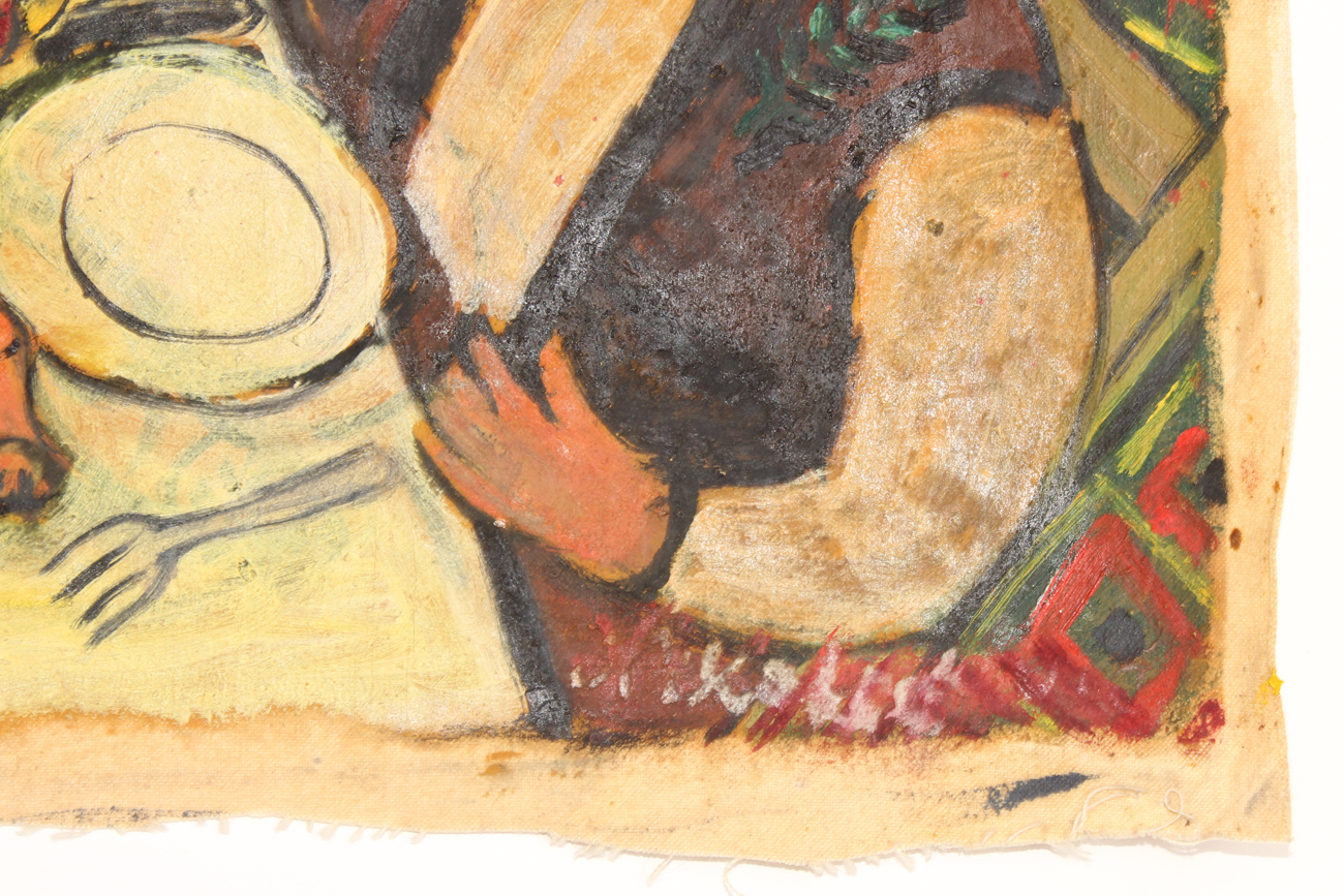 Collection of Four Eastern European Folk Art Cloth Paintings