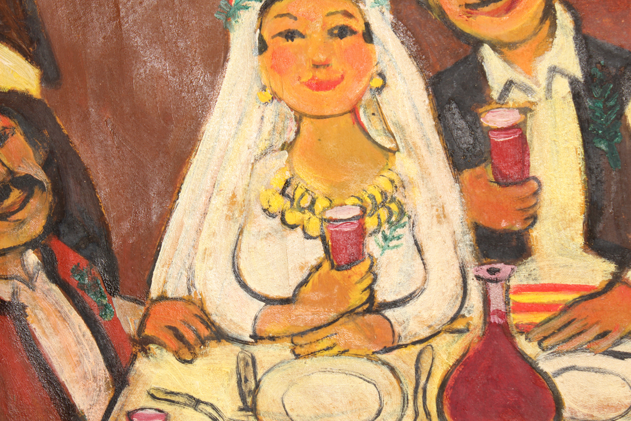 Collection of Four Eastern European Folk Art Cloth Paintings