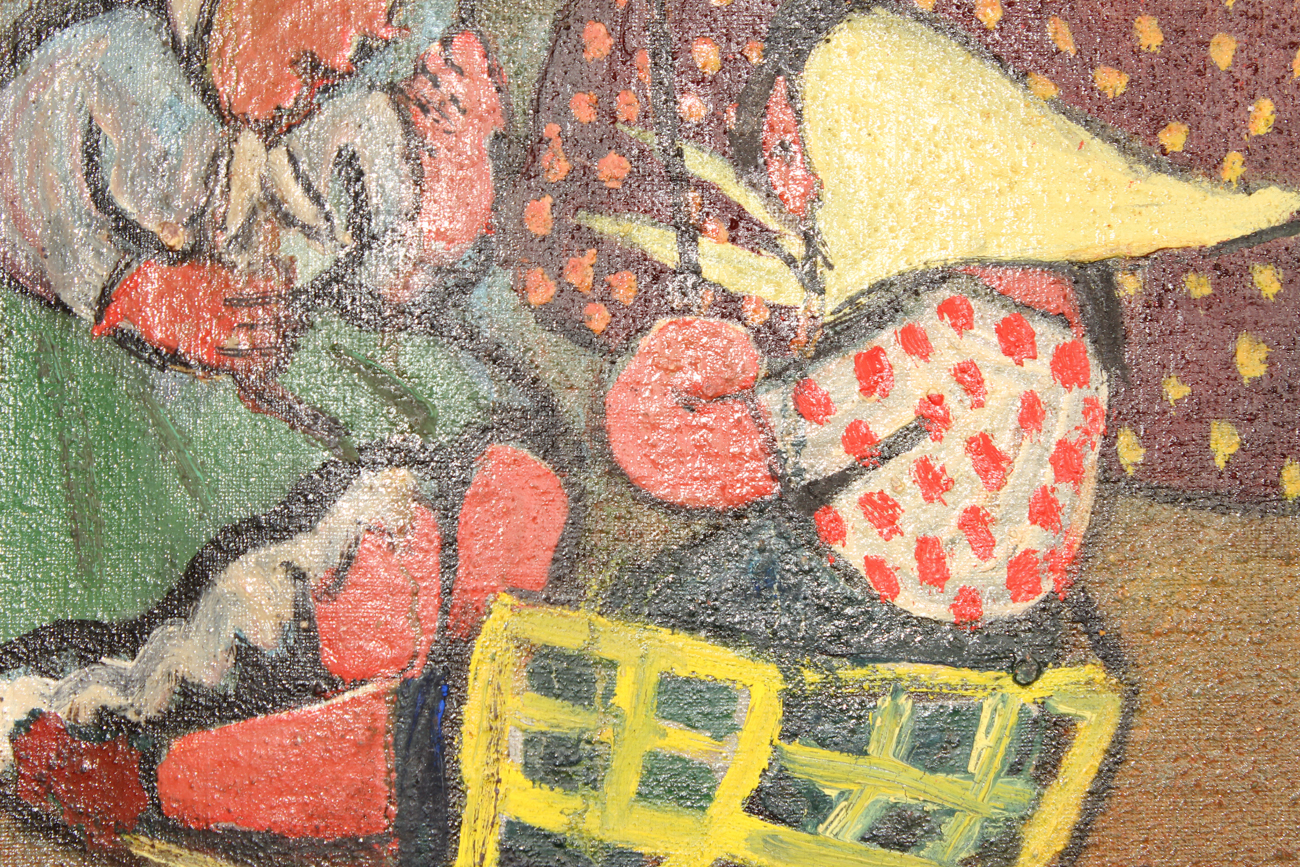Collection of Four Eastern European Folk Art Cloth Paintings