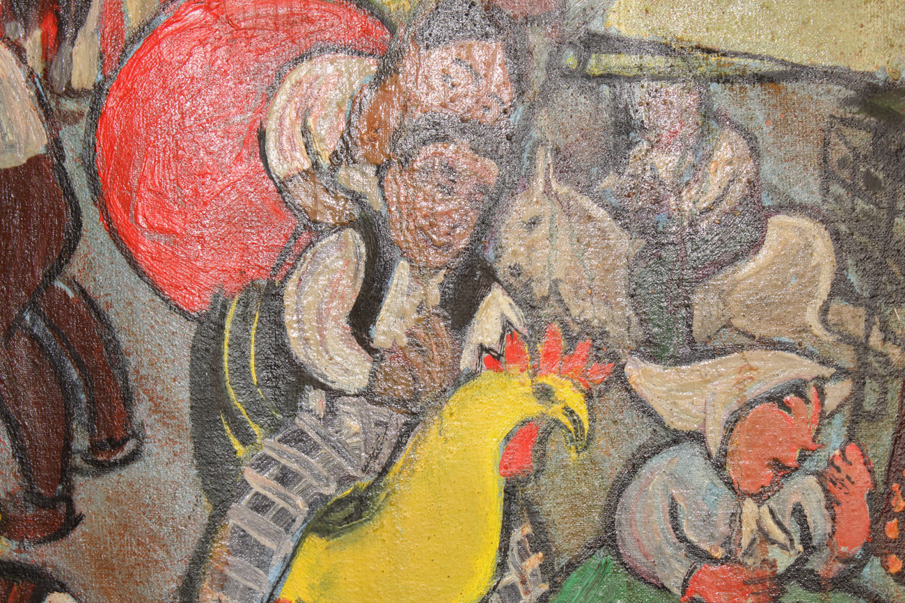 Collection of Four Eastern European Folk Art Cloth Paintings