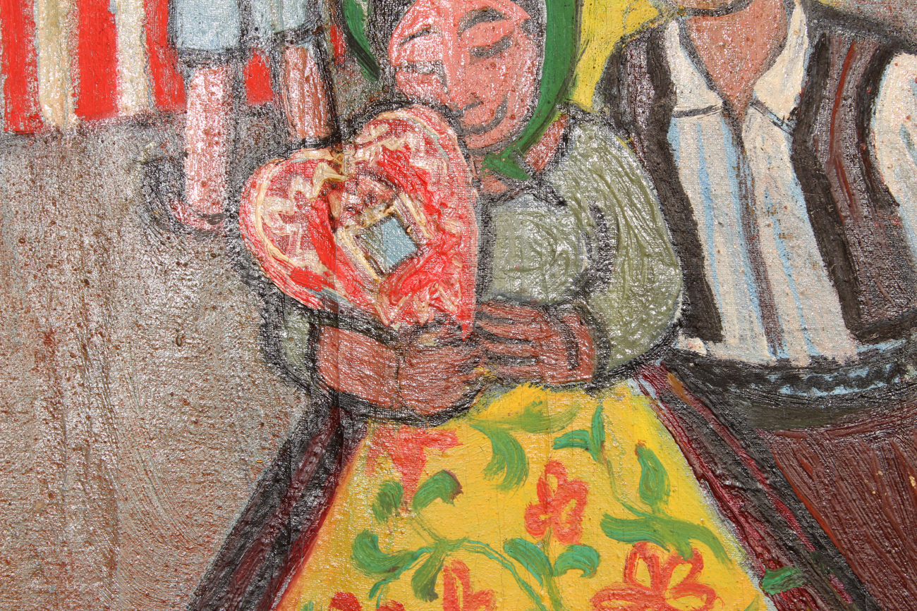 Collection of Four Eastern European Folk Art Cloth Paintings