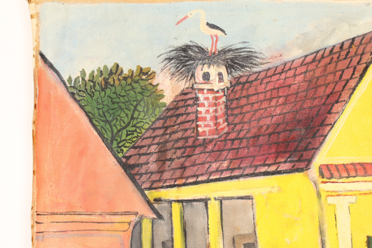 Collection of Four Eastern European Folk Art Cloth Paintings
