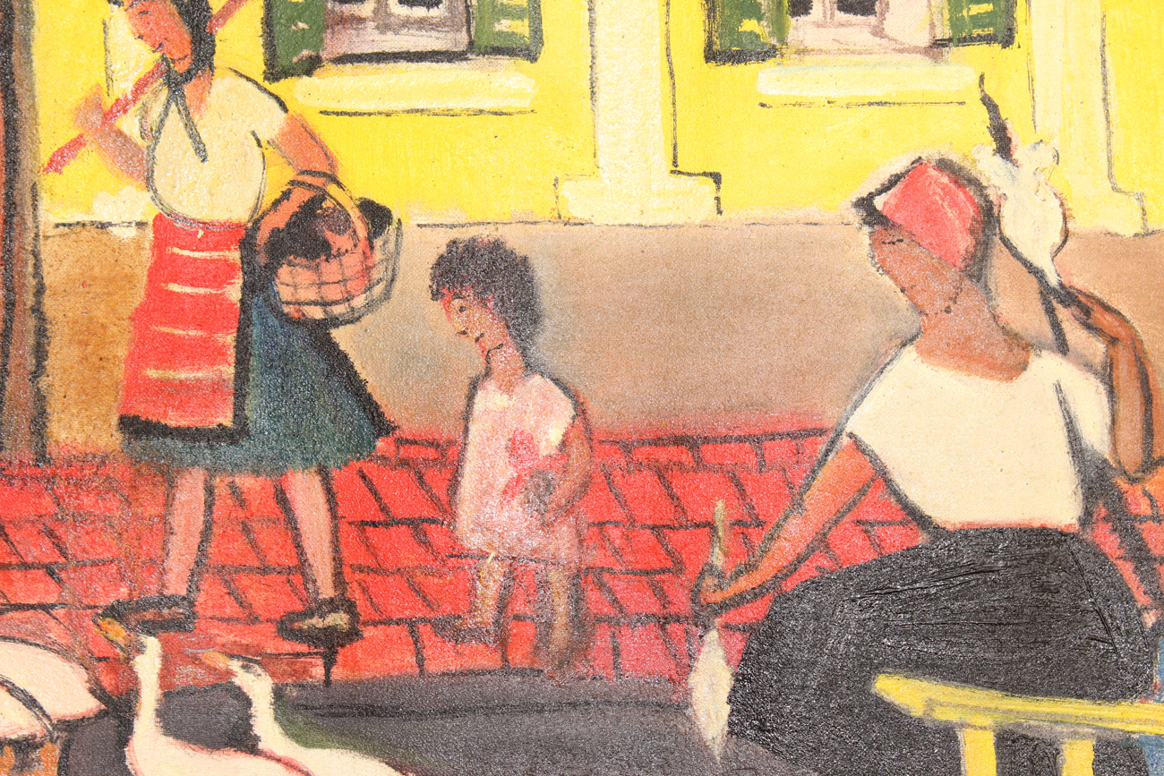 Collection of Four Eastern European Folk Art Cloth Paintings