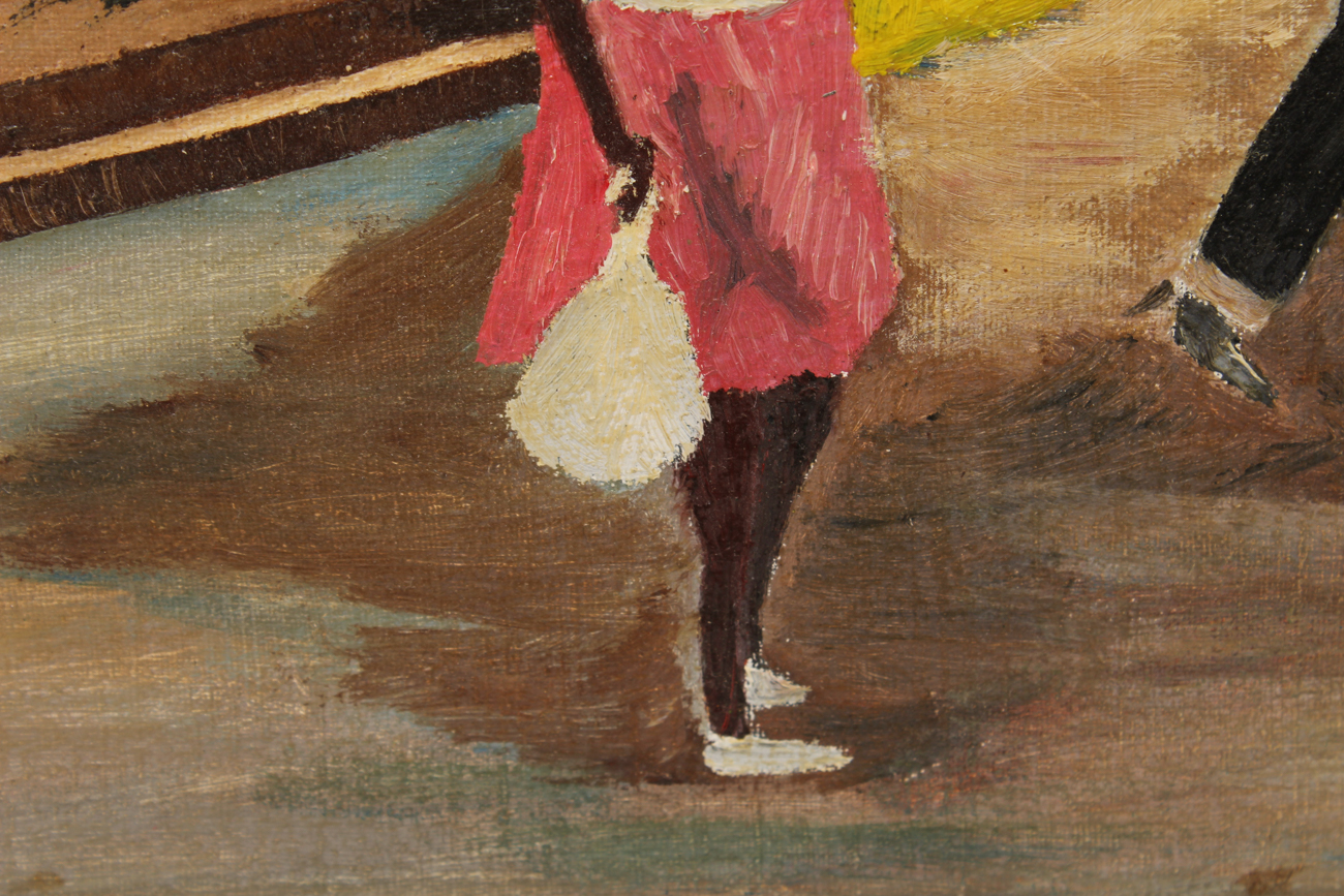 Steve Gordon African American Folk Art Oil Painting "Fish Market"