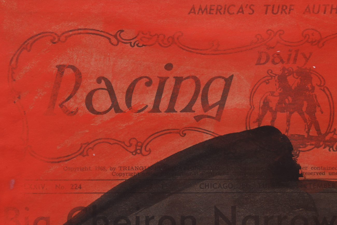 Watercolor Clown Painting on a 1968 Chicago Racing Form