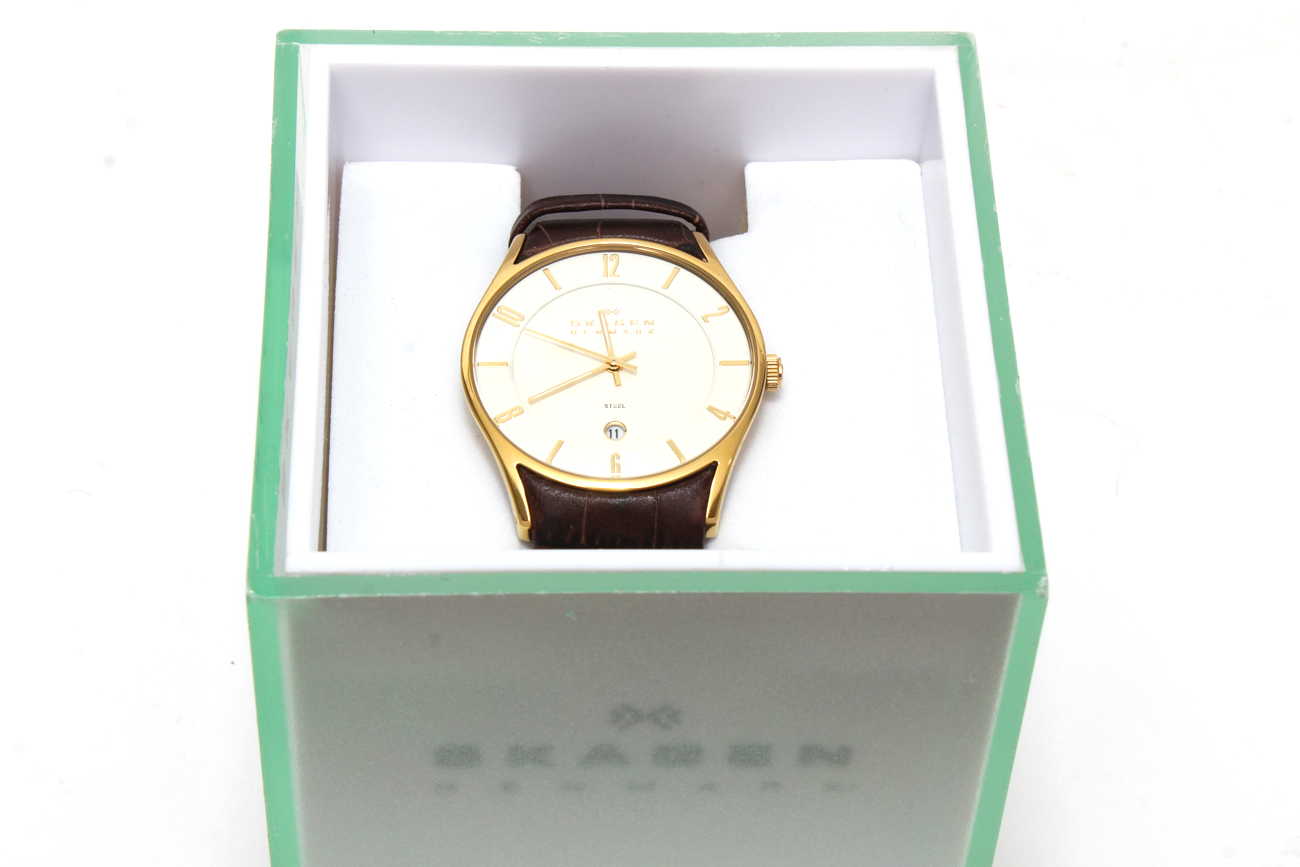 Skagen Denmark Croc Embossed Watch