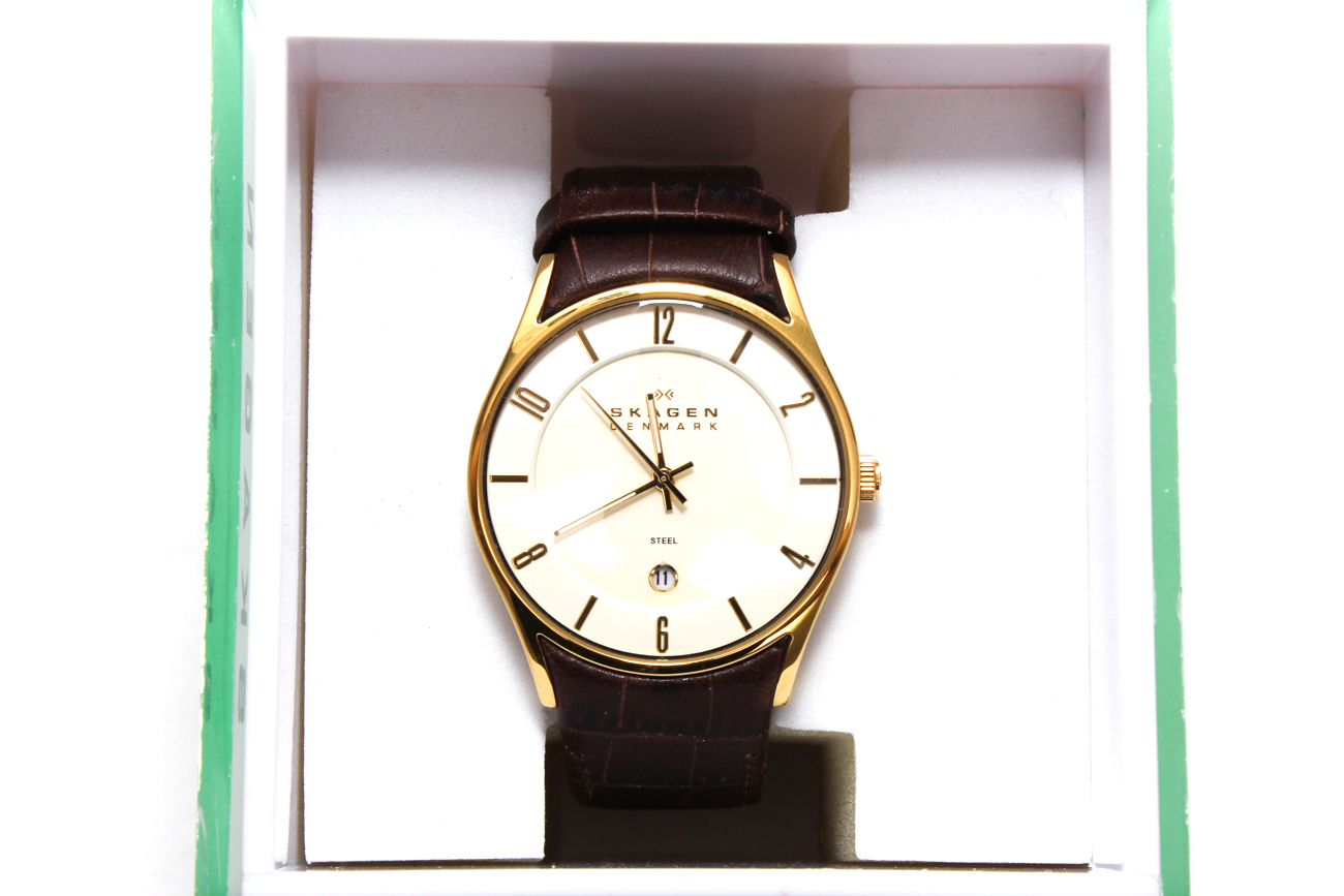 Skagen Denmark Croc Embossed Watch